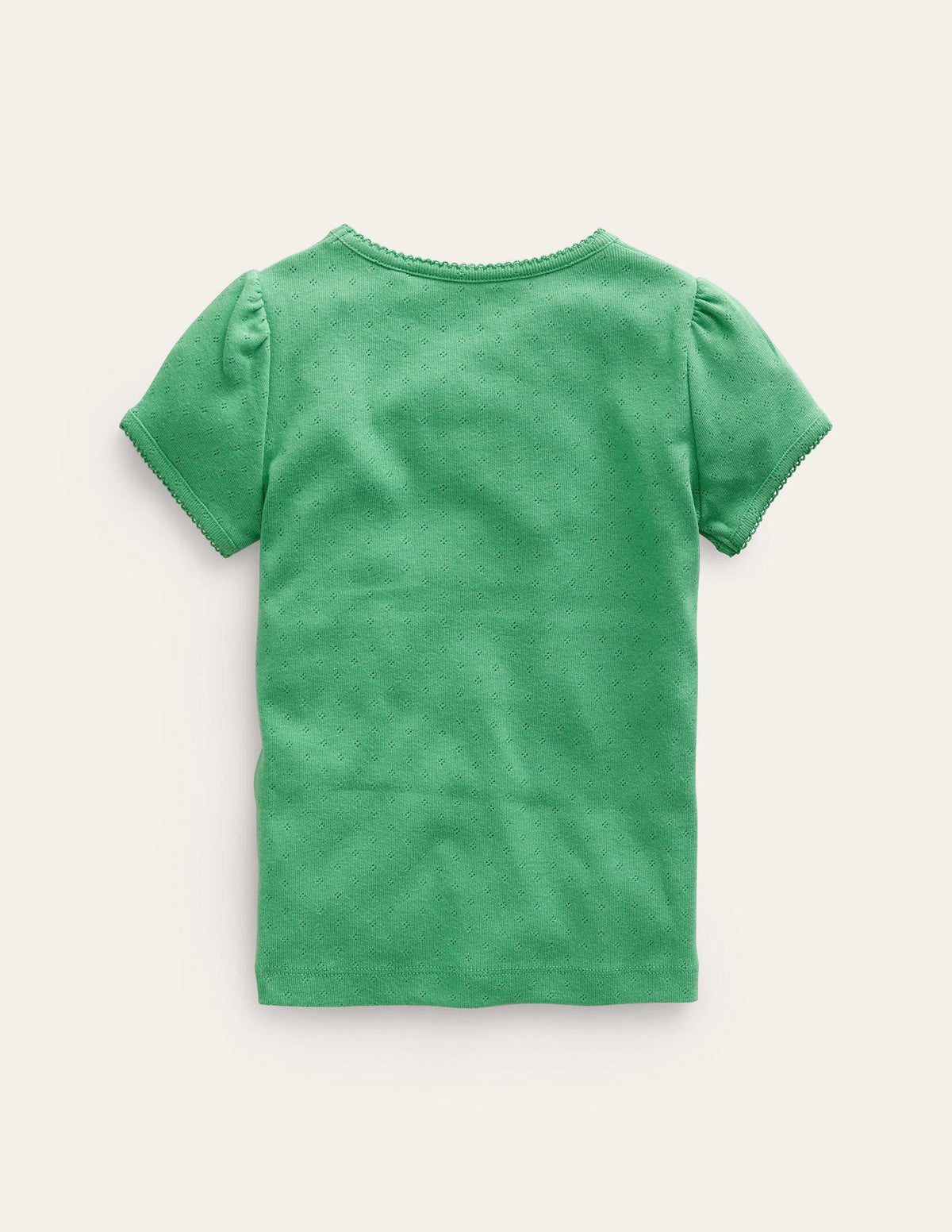 Short-sleeved Pointelle Top-Aloe Green-2