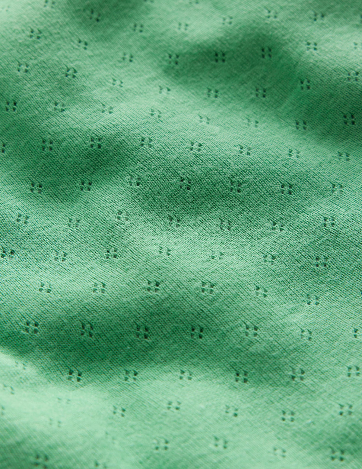 Short-sleeved Pointelle Top-Aloe Green - Image 3