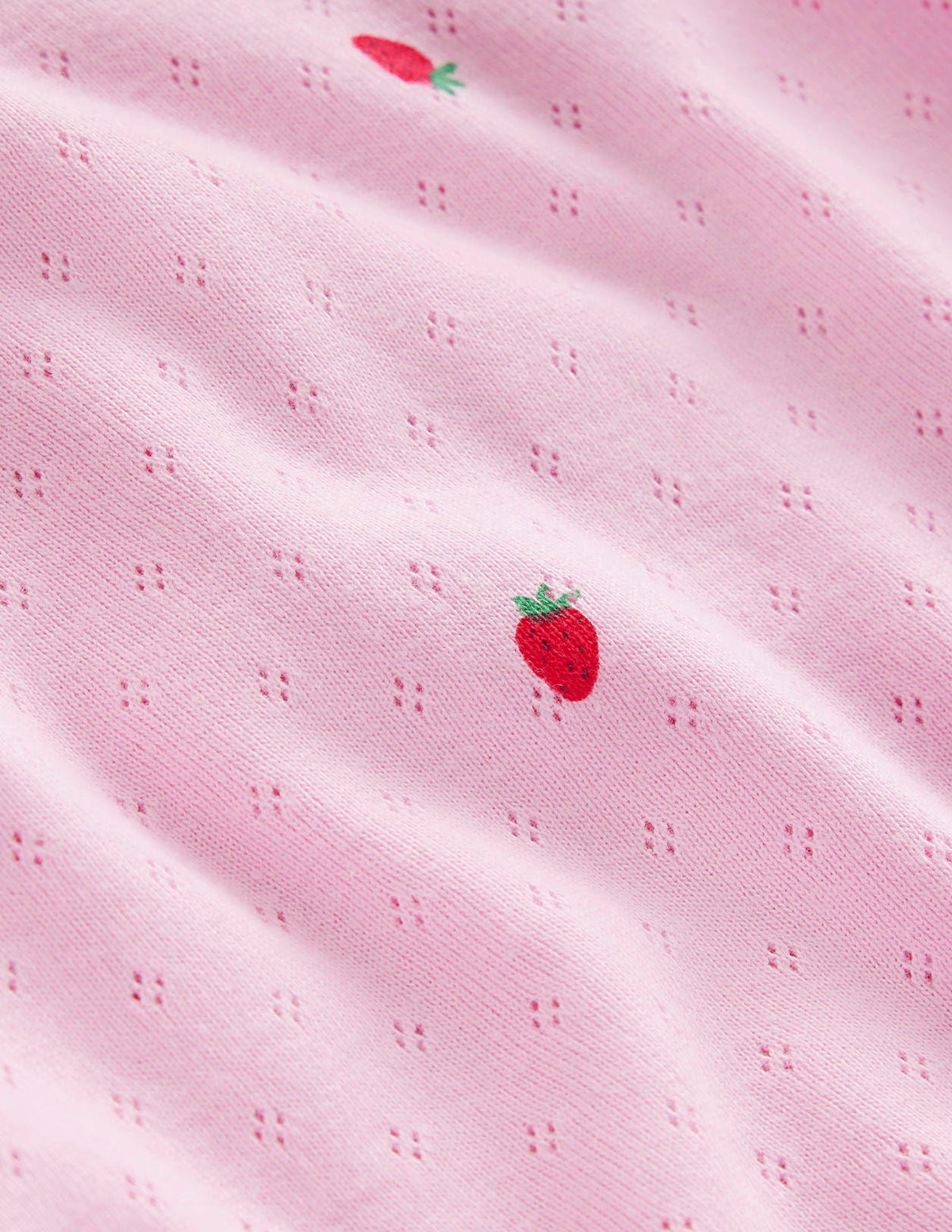 Short-sleeved Pointelle Top-Sweet Pea Pink Strawberries-3