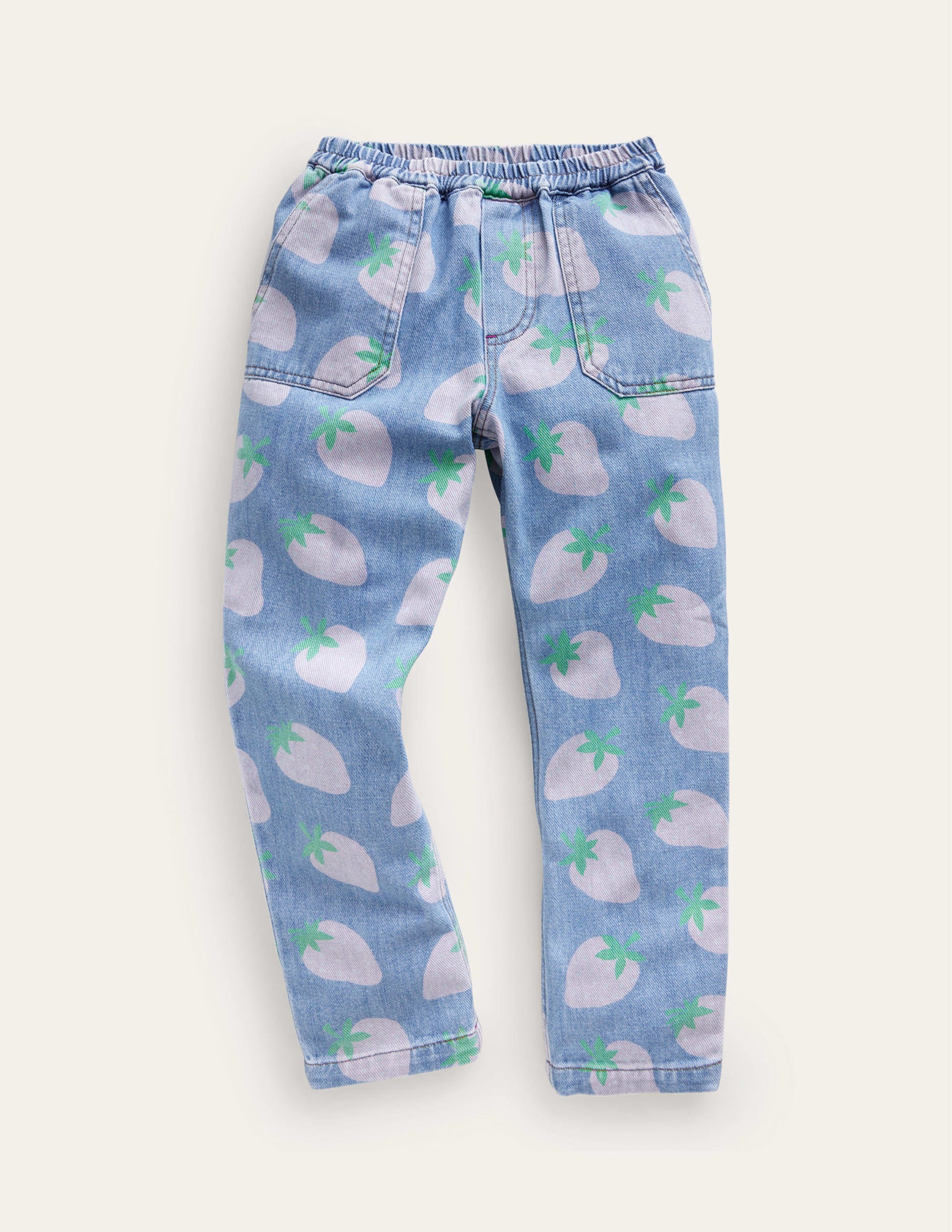 Denim Pull-on Jean-Denim Strawberries - Image 1