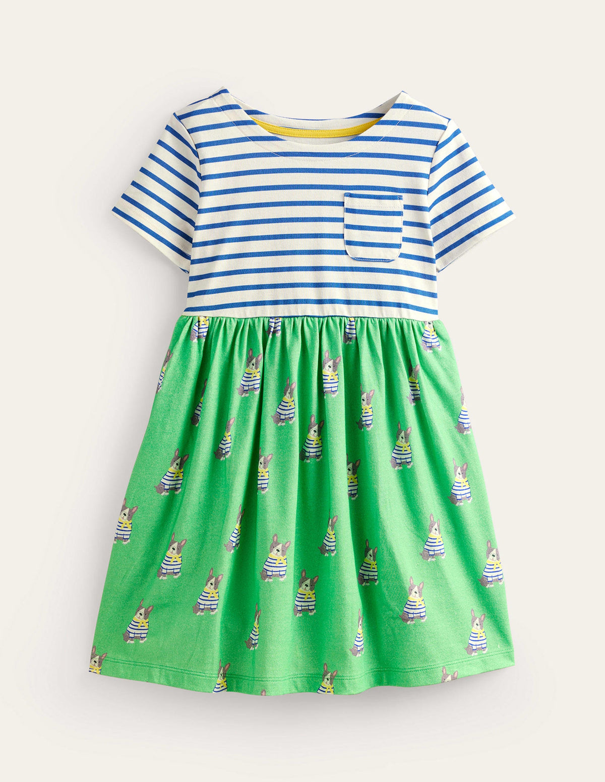 Hotchpotch Jersey dress-Pea Green Small Dogs-1