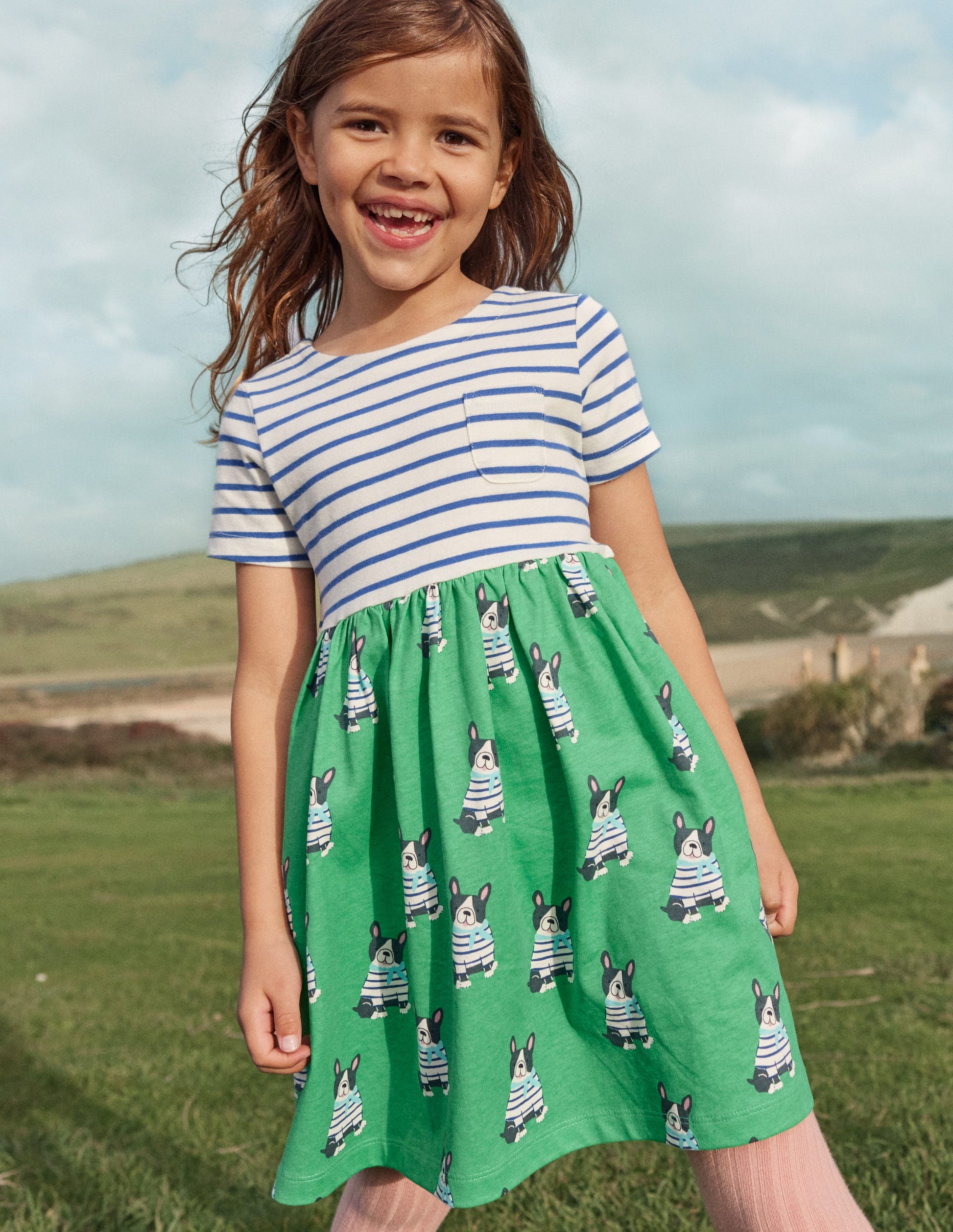 Hotchpotch Jersey dress-Pea Green Small Dogs-4