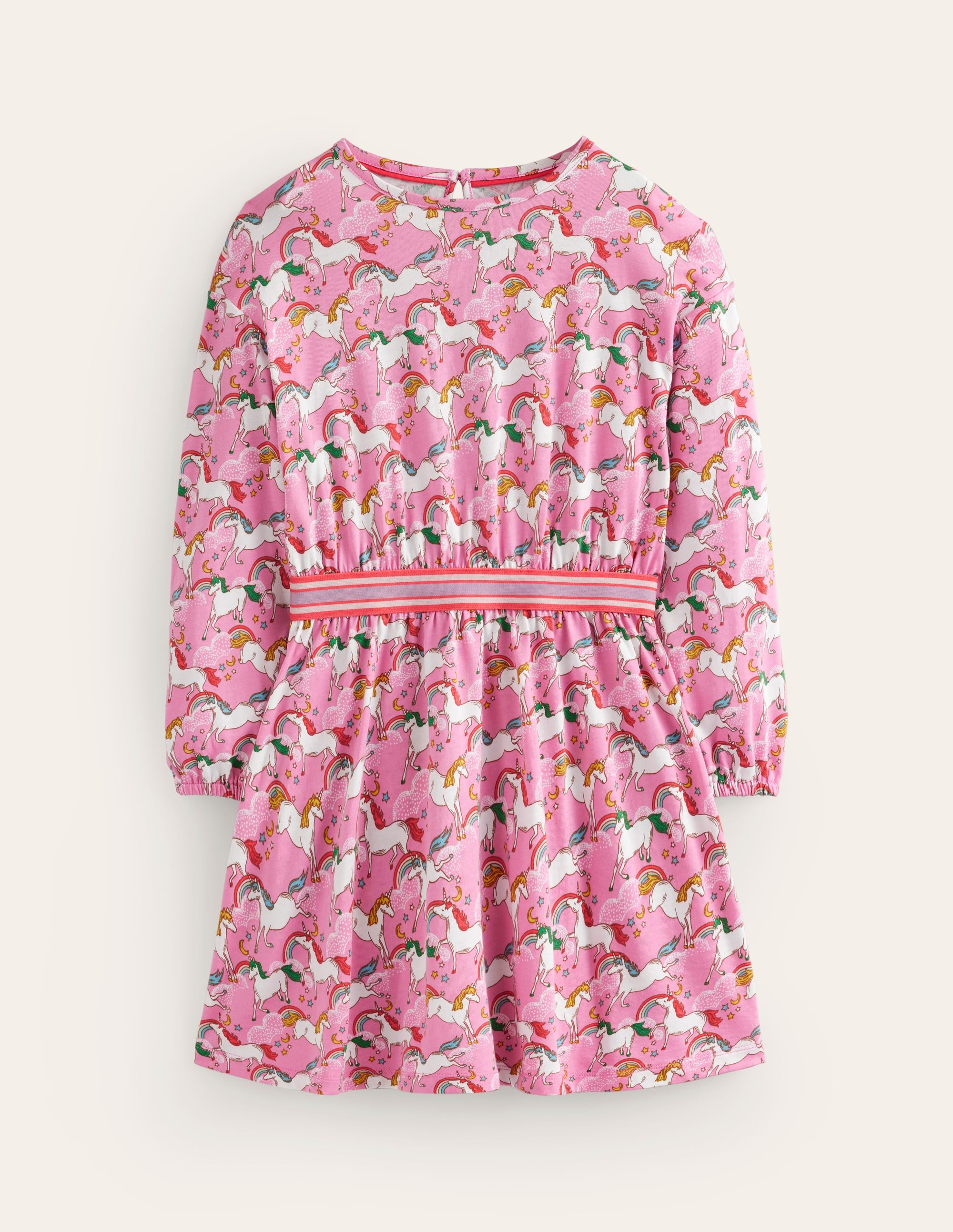 Blouson Sleeve Printed Dress-Ballet Pink Unicorns - Image 1