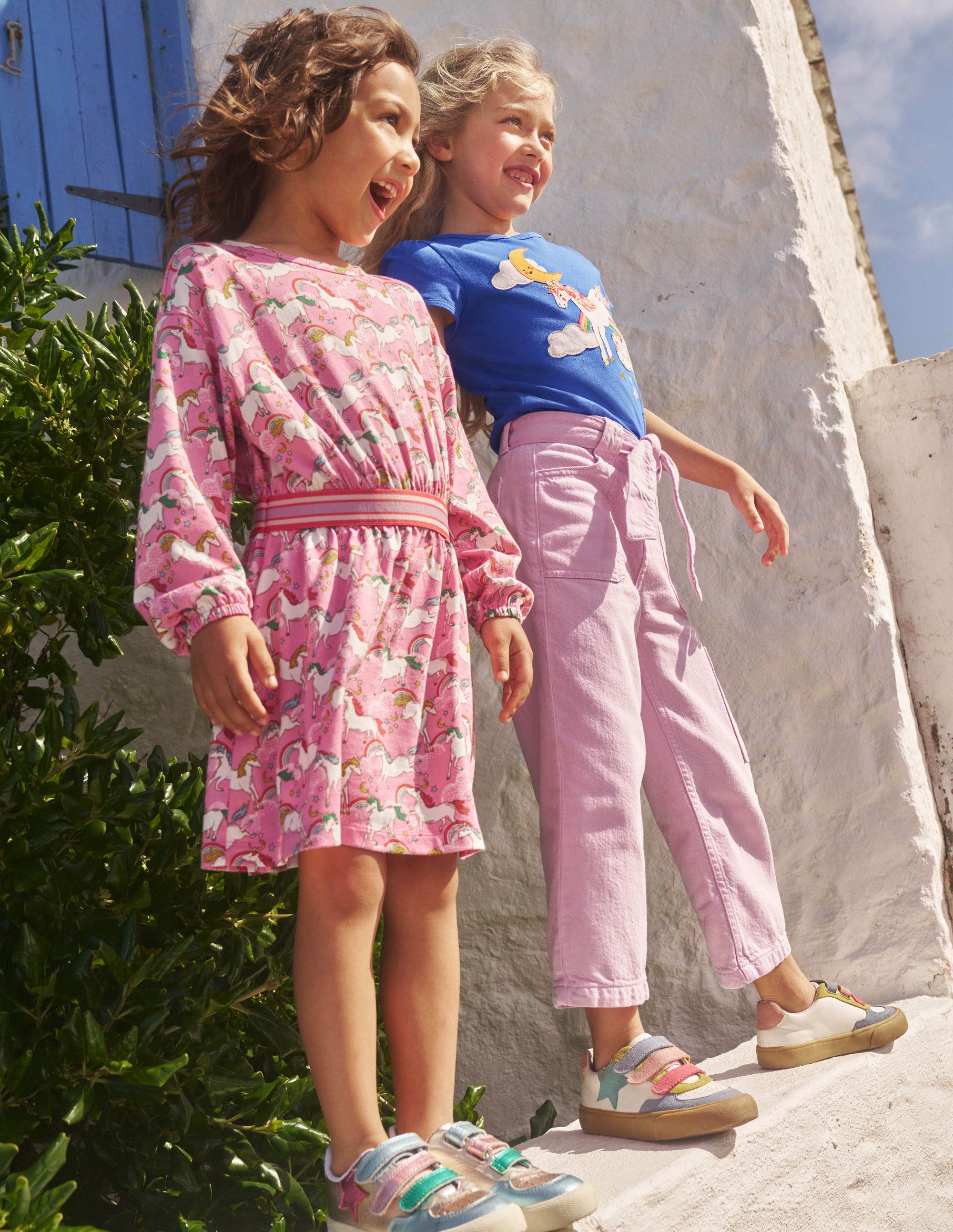 Blouson Sleeve Printed Dress-Ballet Pink Unicorns - Image 4