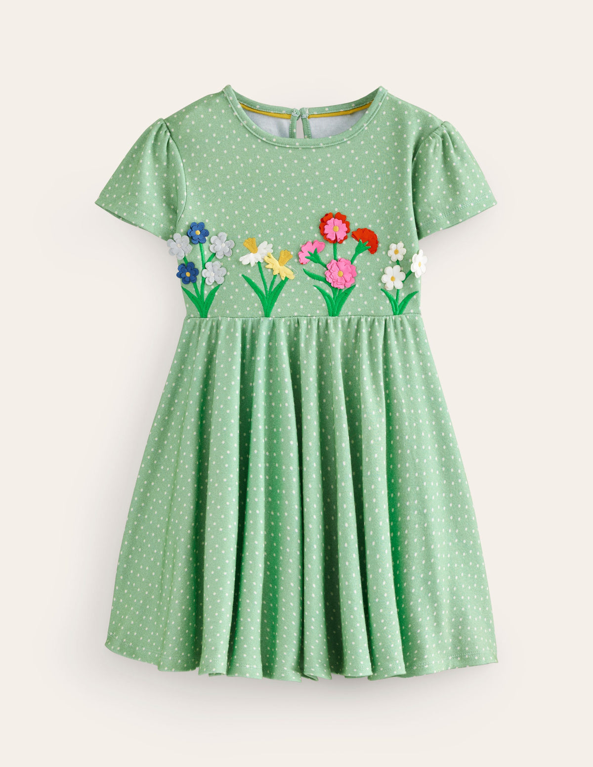 Flutter Twirly Dress-Pistachio Green Flowers - Image 1
