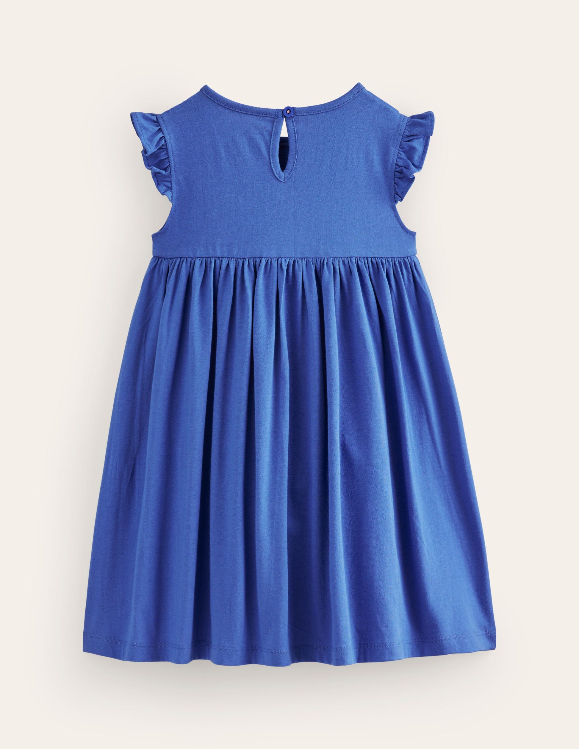 Frill Sleeve Appliqué Dress-BlueJay Cats-2