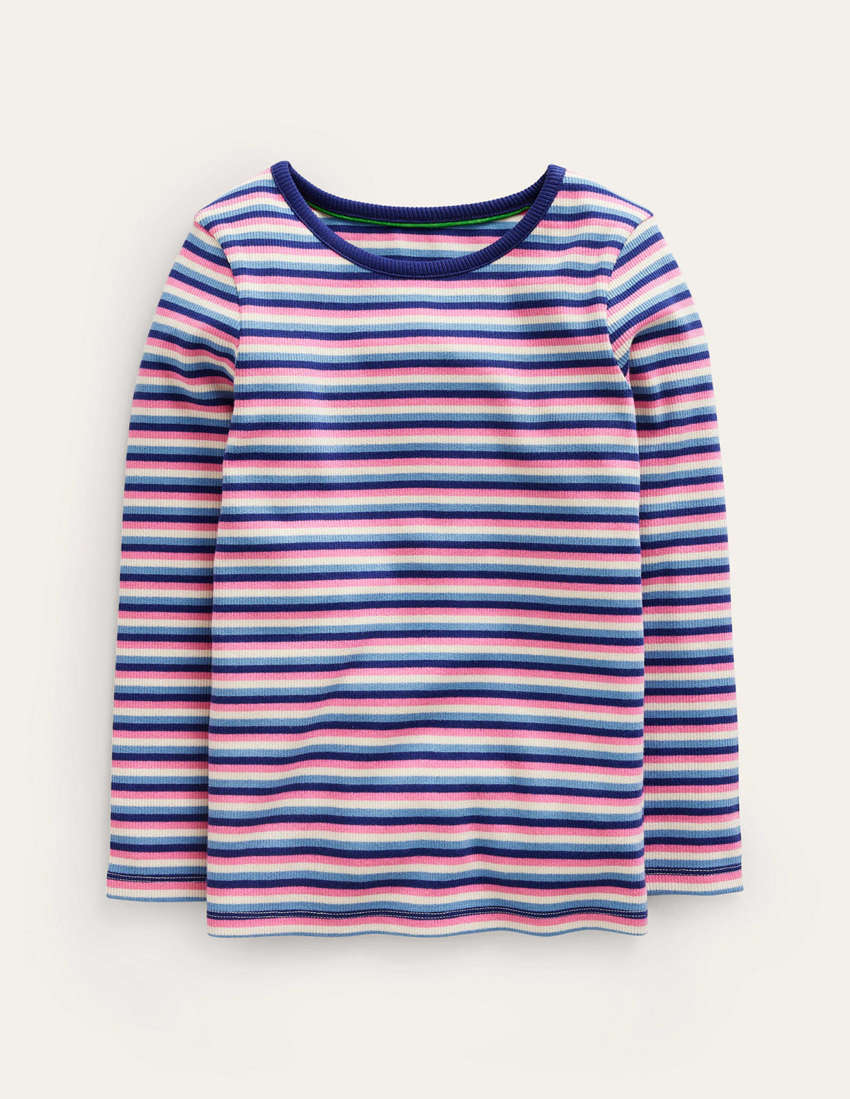 Ribbed Stripe T-Shirt-Blue/Pink - Image 1
