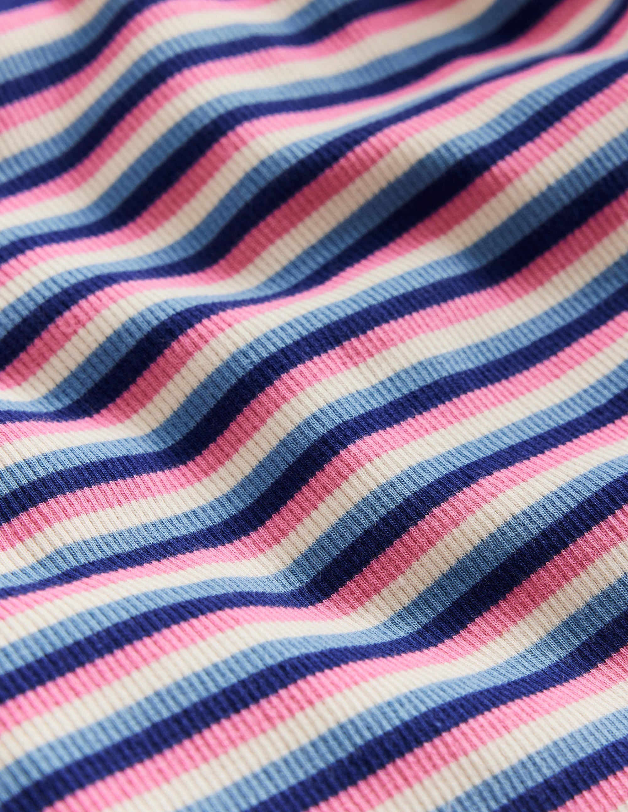 Ribbed Stripe T-Shirt-Blue/Pink - Image 3