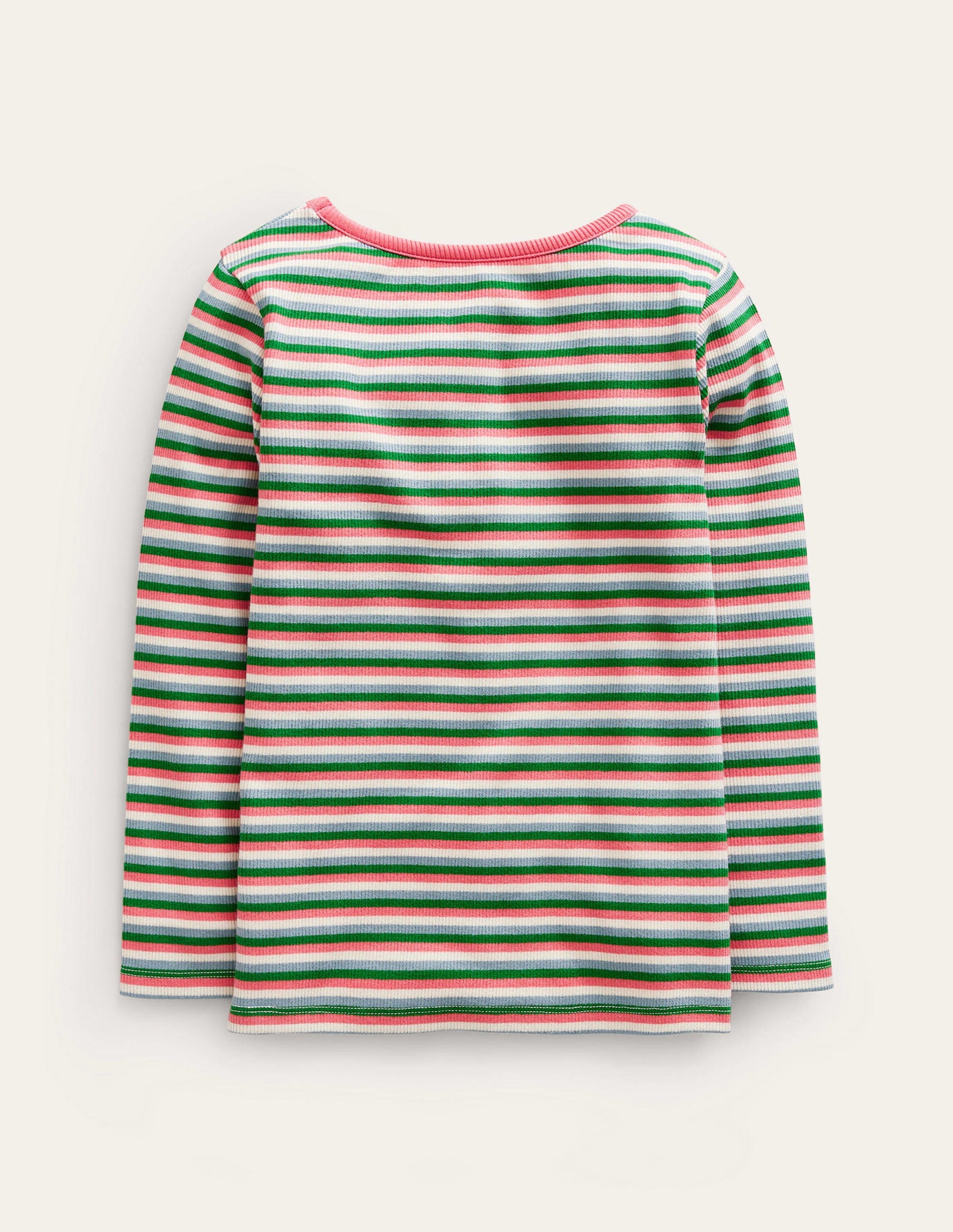Ribbed Stripe T-Shirt-Pink/Green-2