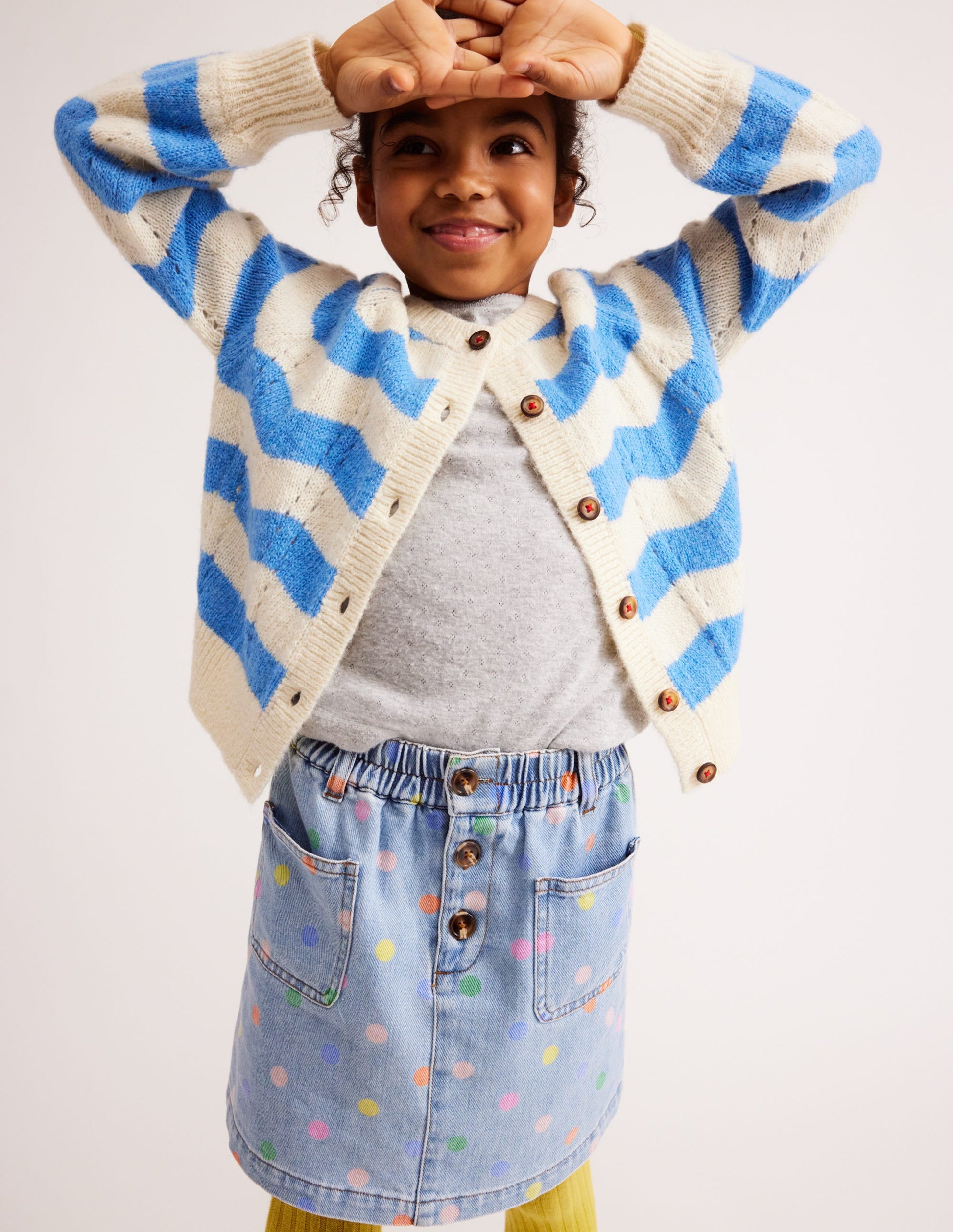Button Pull-on Mini Skirt-Denim Multi Spot-4