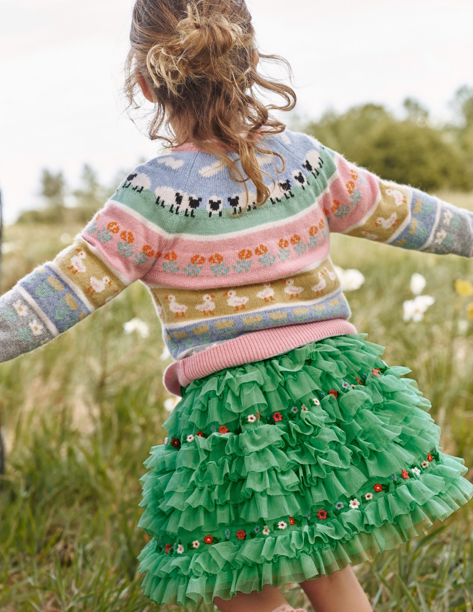Tulle Ruffle Skirt-Aloe Green - Image 4