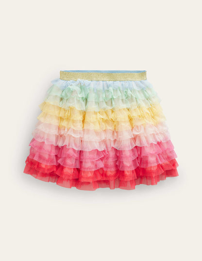 Tulle Ruffle Skirt-Multi Rainbow