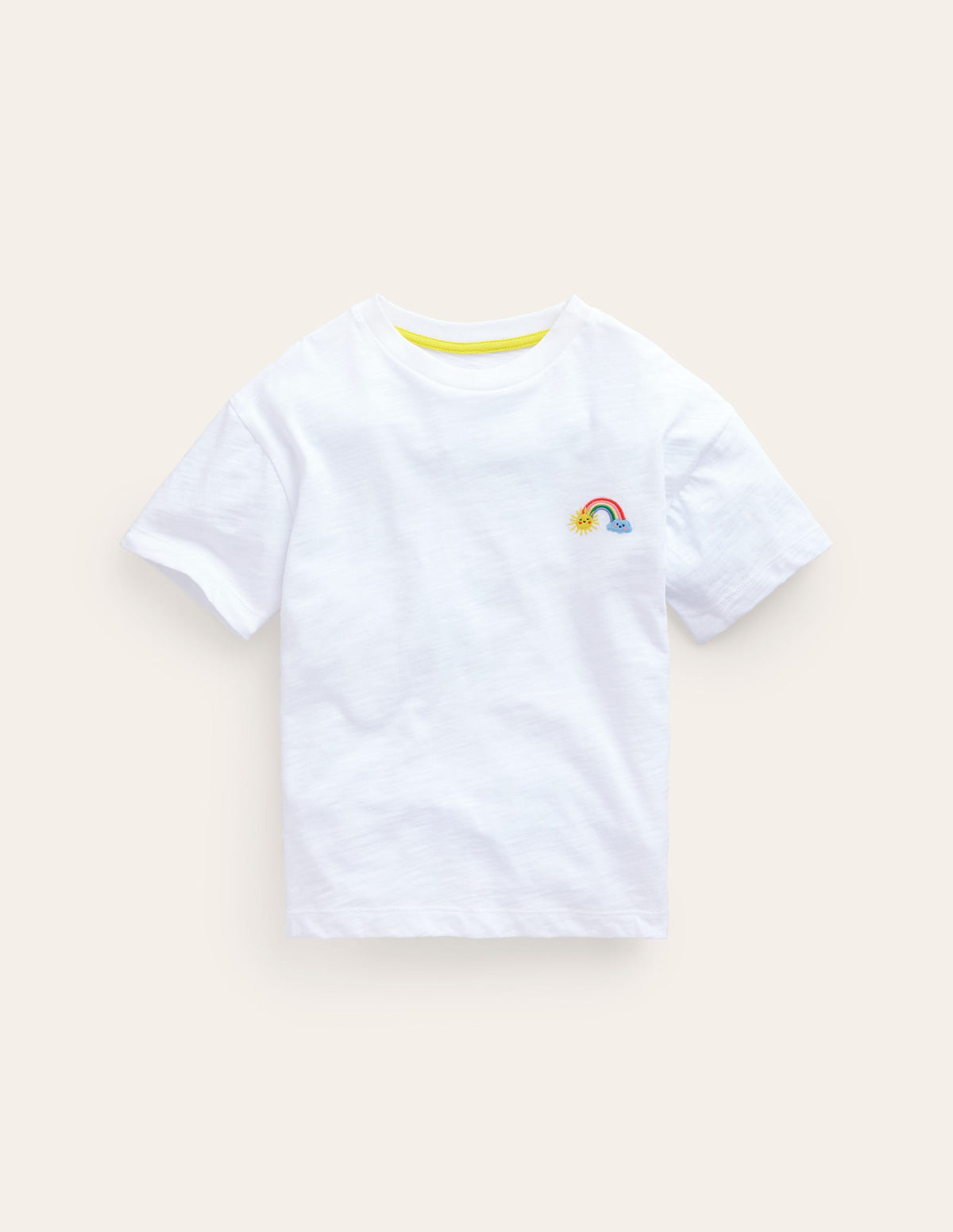 Embroidered Logo T-Shirt-White Rainbow-1