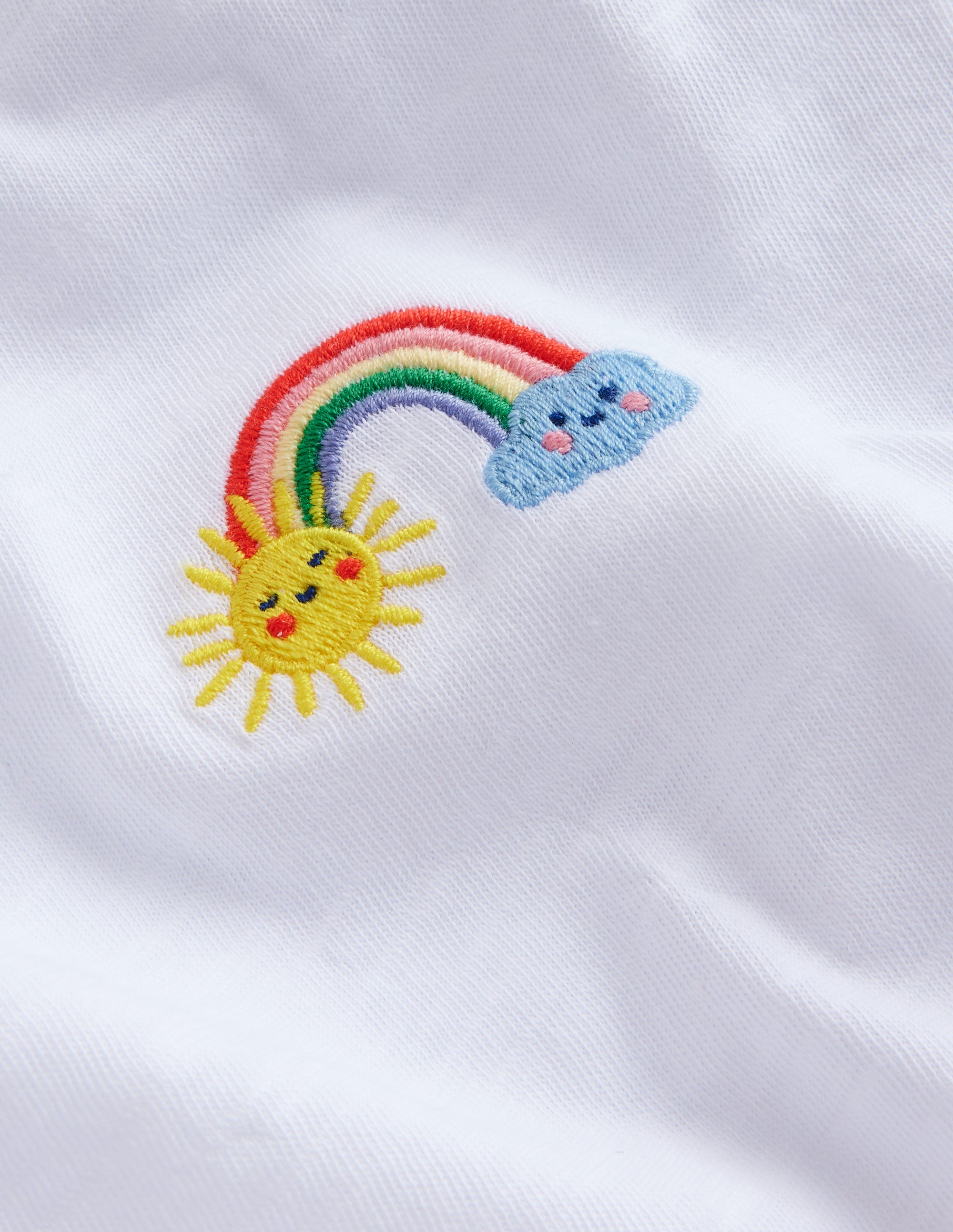 Embroidered Logo T-Shirt-White Rainbow - Image 3