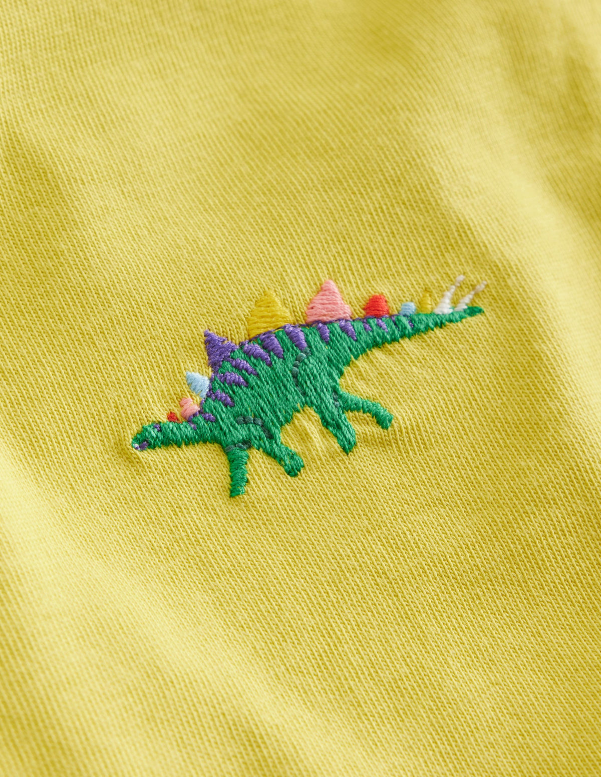 Embroidered Logo T-Shirt-Zest Yellow Dinosaur - Image 3