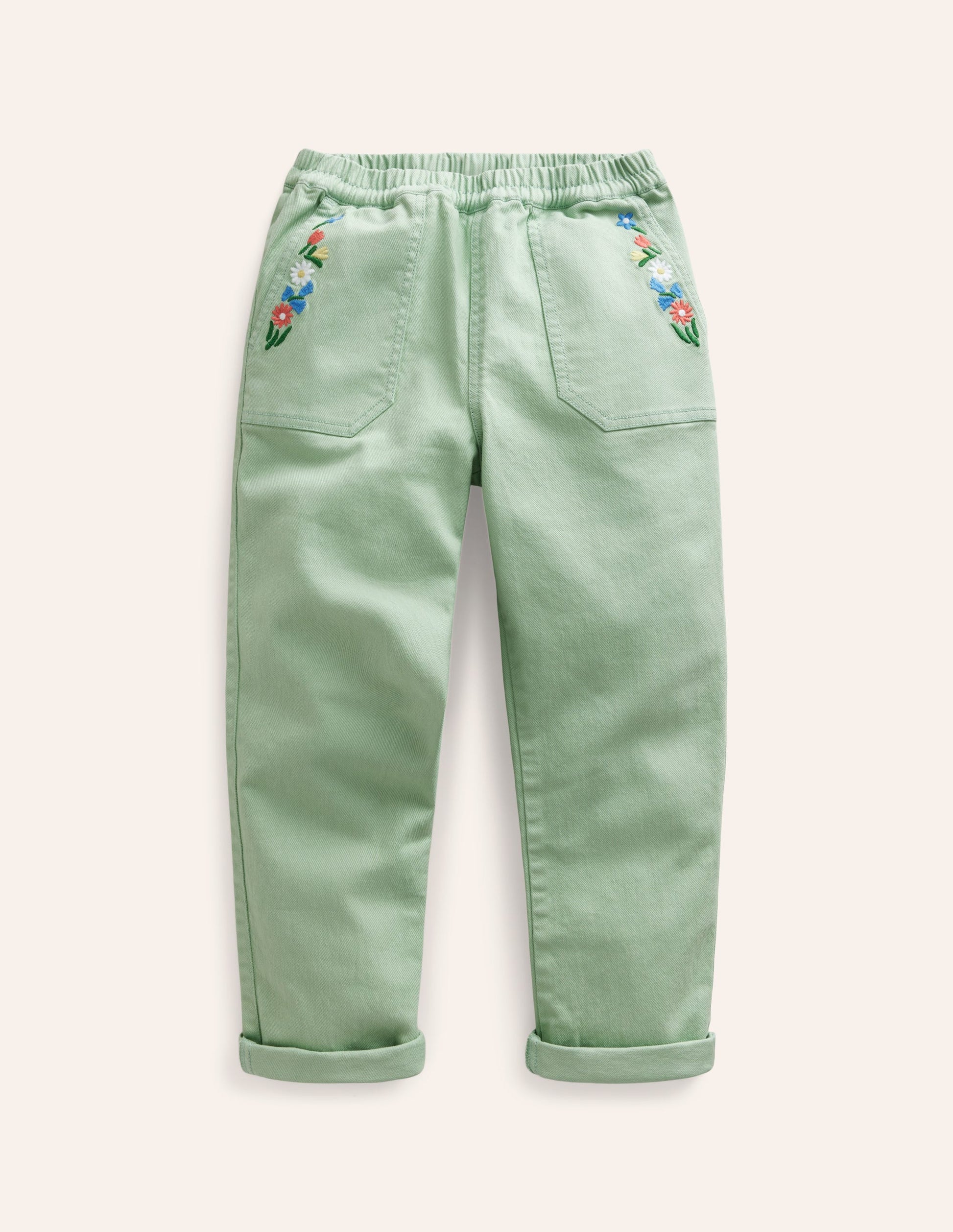 Pull-on Trouser-Aloe Green Embroidery-1