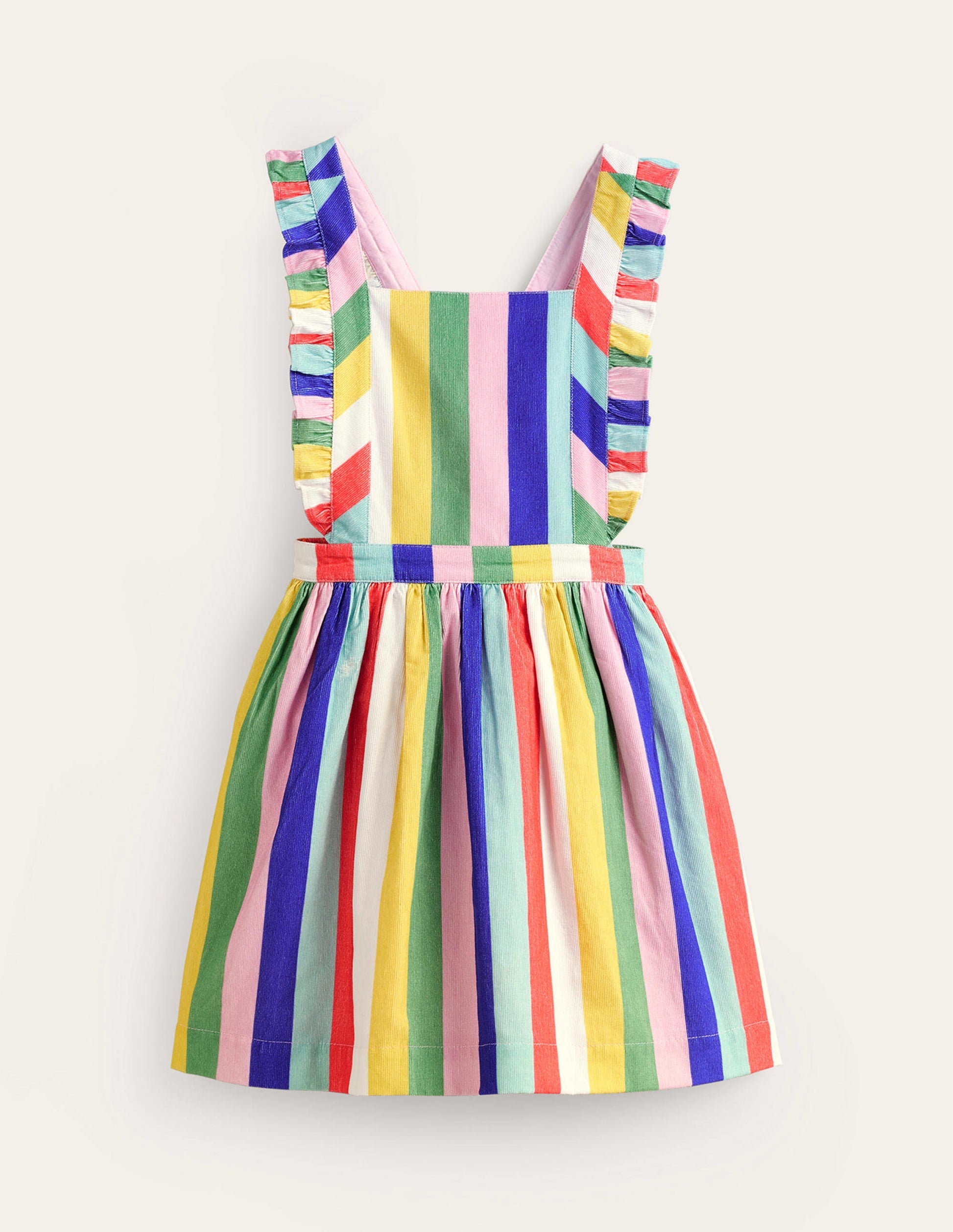 Cord Pinafore Dress-Jam Red / Georgian Blue Stripe-1
