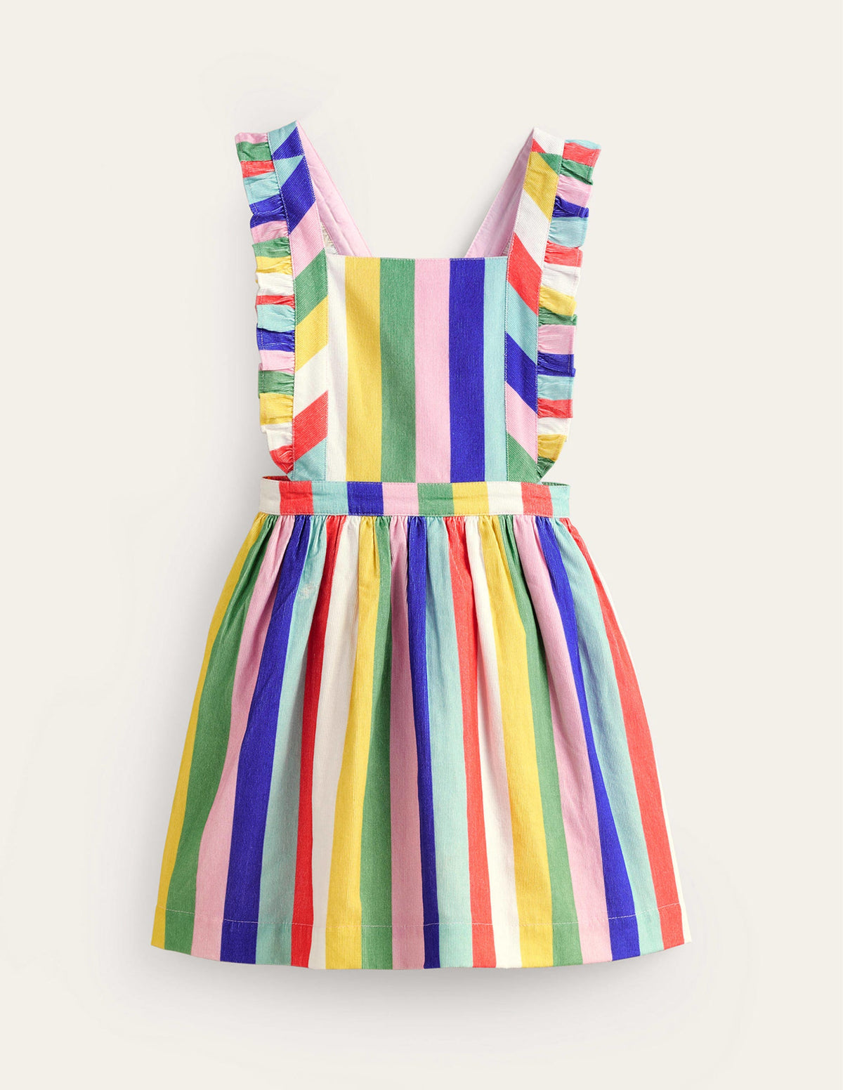 Cord Pinafore Dress-Jam Red / Georgian Blue Stripe - Image 1