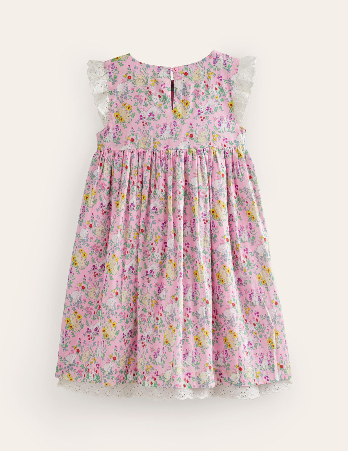 Smocked Lace Trim Dress-Sweet Pea Bunny Meadow - Image 2