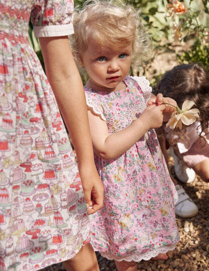 Smocked Lace Trim Dress-Sweet Pea Bunny Meadow