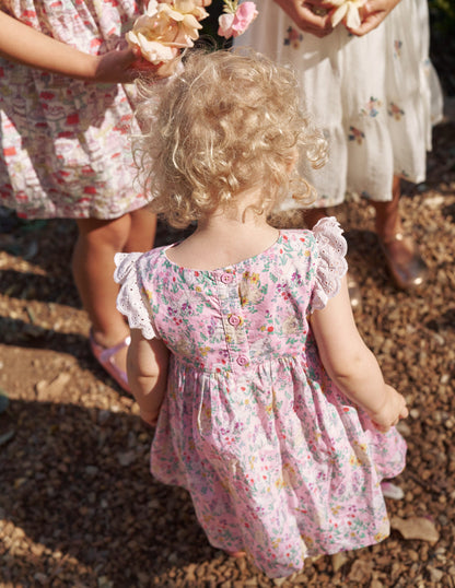 Smocked Lace Trim Dress-Sweet Pea Bunny Meadow