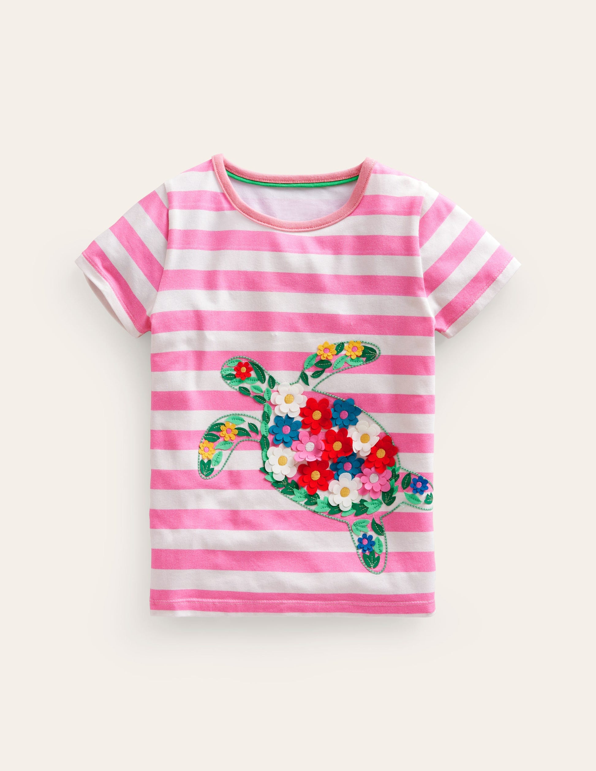 Short Sleeve Appliqué T-shirt-Cosmos Pink/Ivory Turtle-1