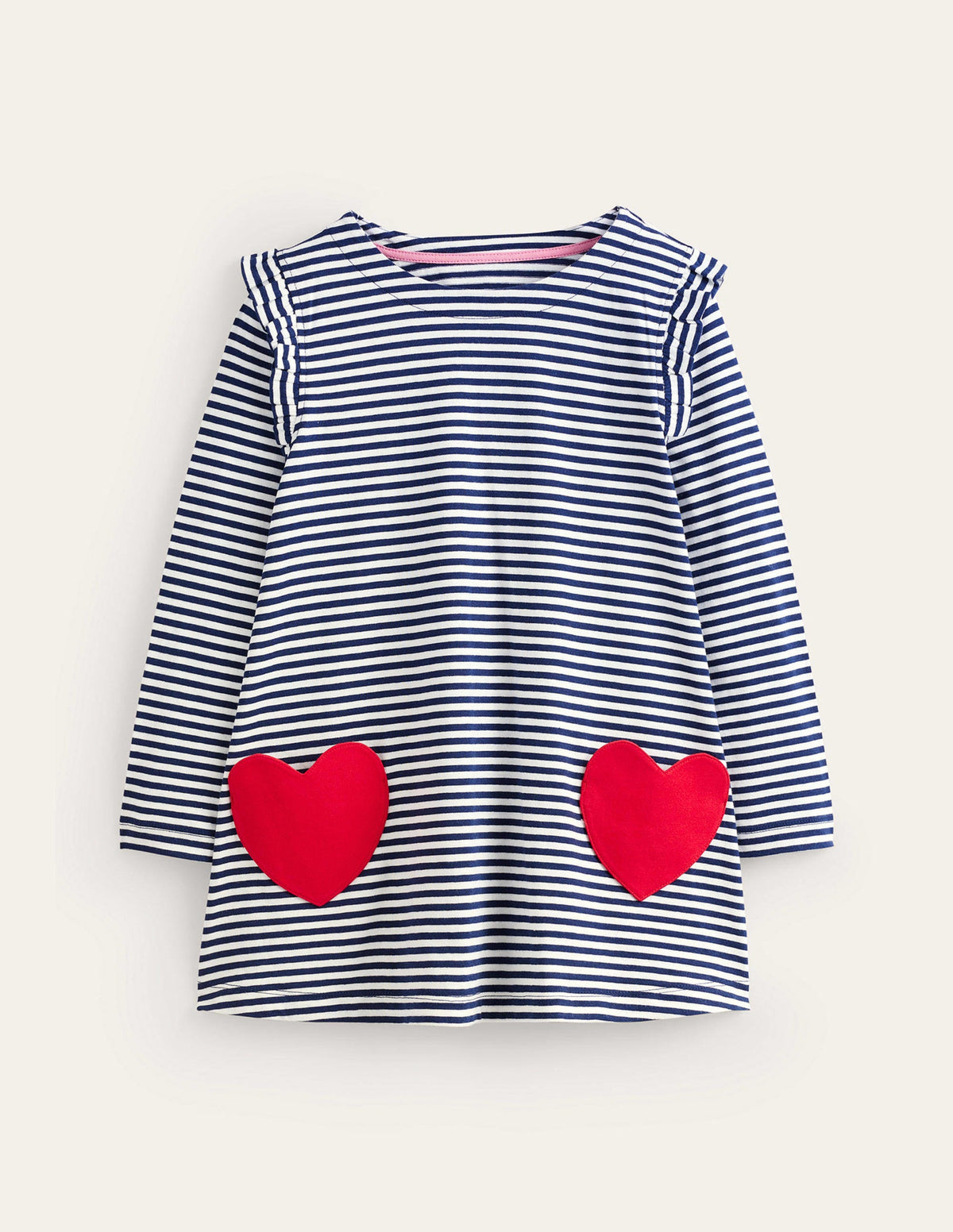 Heart Pocket Tunic-College Navy/Ivory Hearts-1