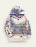 Printed Hoodie-Stripe Rainbow Clouds