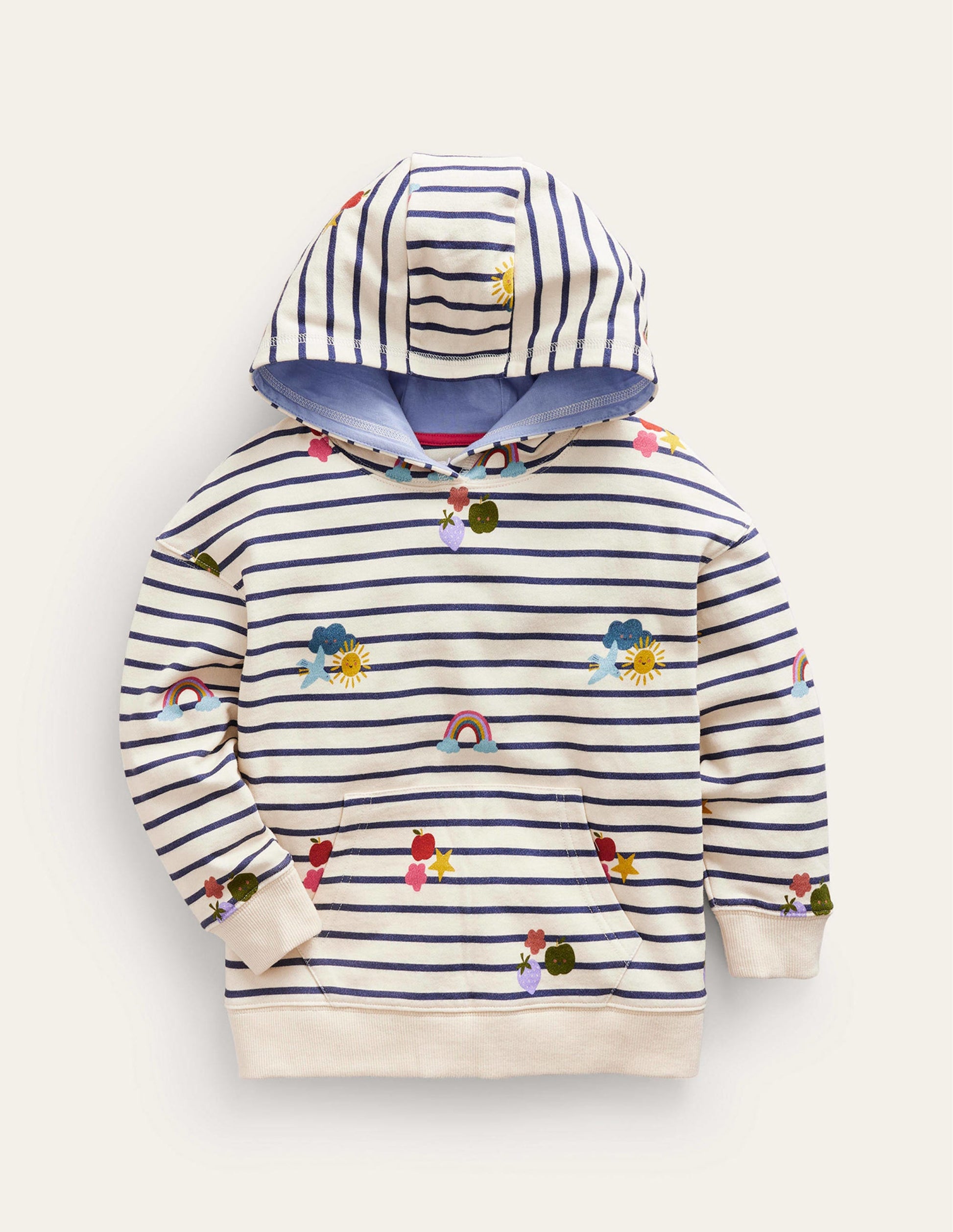 Printed Hoodie-Stripe Rainbow Clouds-1
