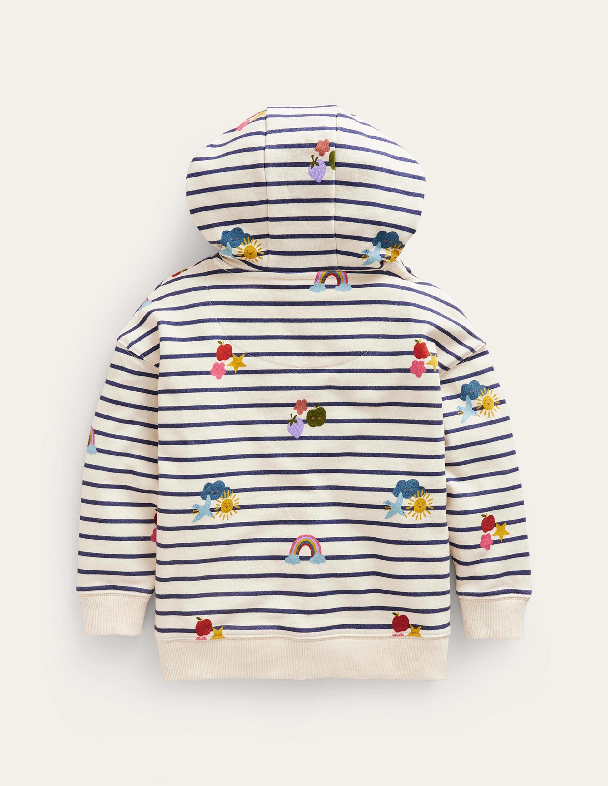 Printed Hoodie-Stripe Rainbow Clouds-2