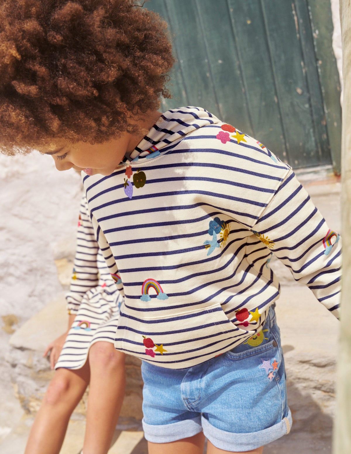 Printed Hoodie-Stripe Rainbow Clouds - Image 4