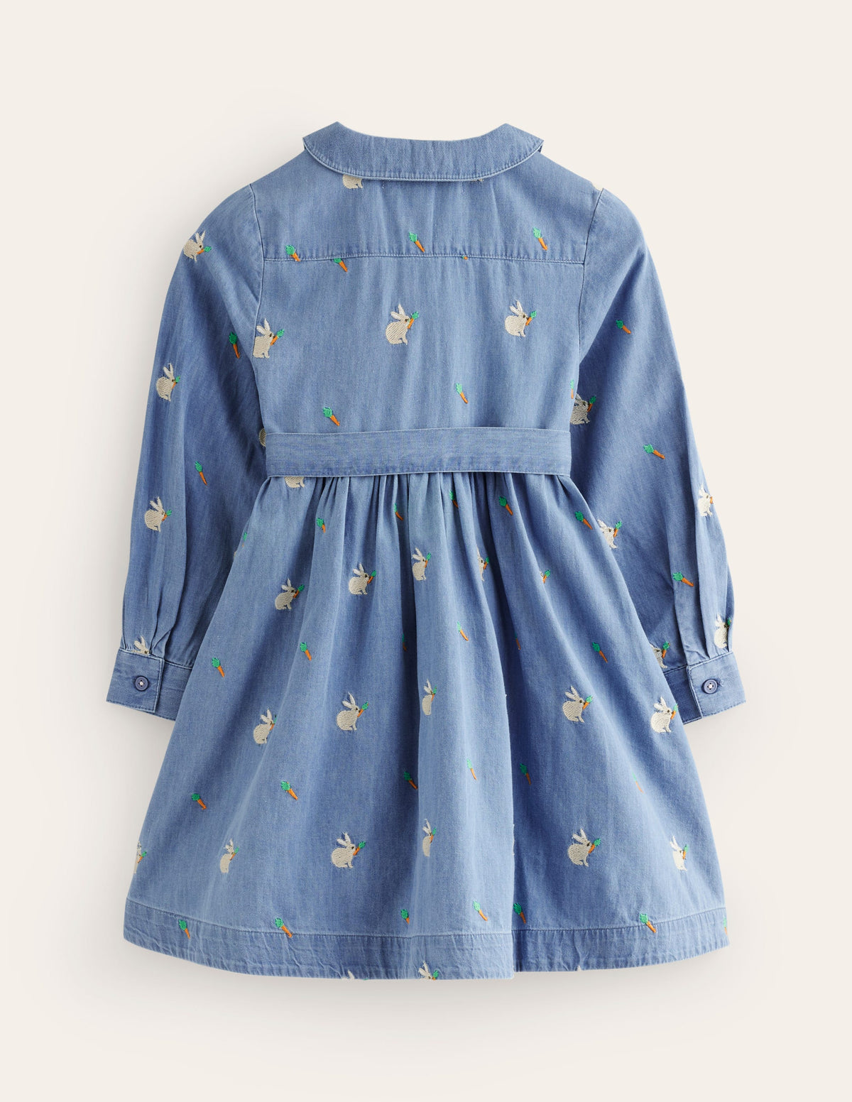 Embroidered Shirt Dress-Chambray Bunnies-2