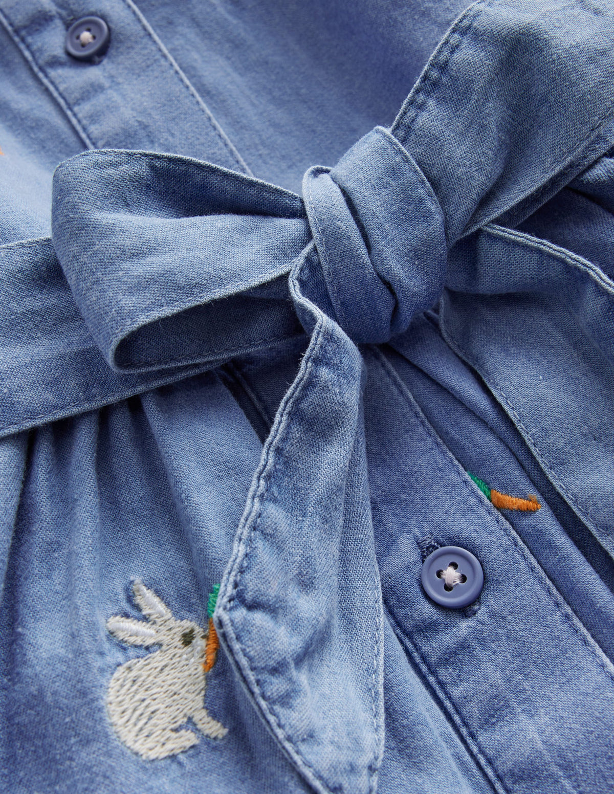 Embroidered Shirt Dress-Chambray Bunnies-3