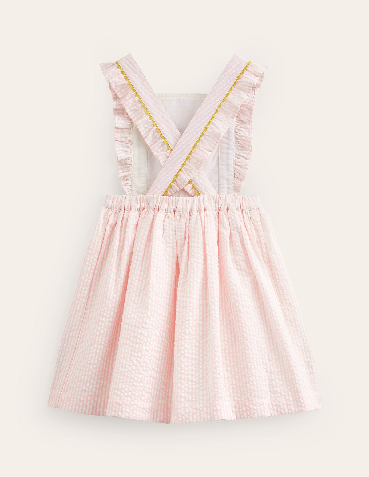 Charming Pinafore Dress-Pink / Ivory Stripe Chicks - Image 2