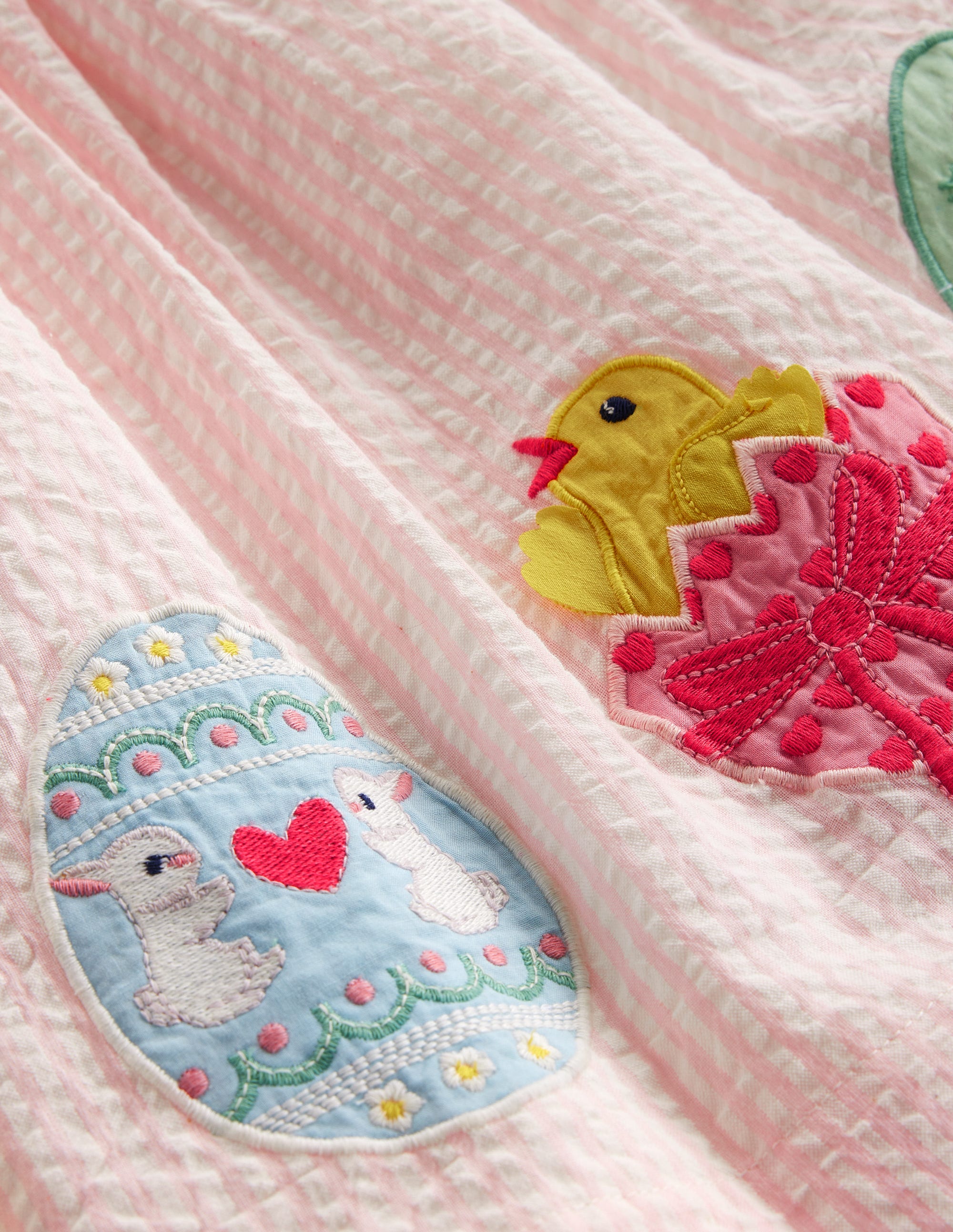 Charming Pinafore Dress-Pink / Ivory Stripe Chicks - Image 3