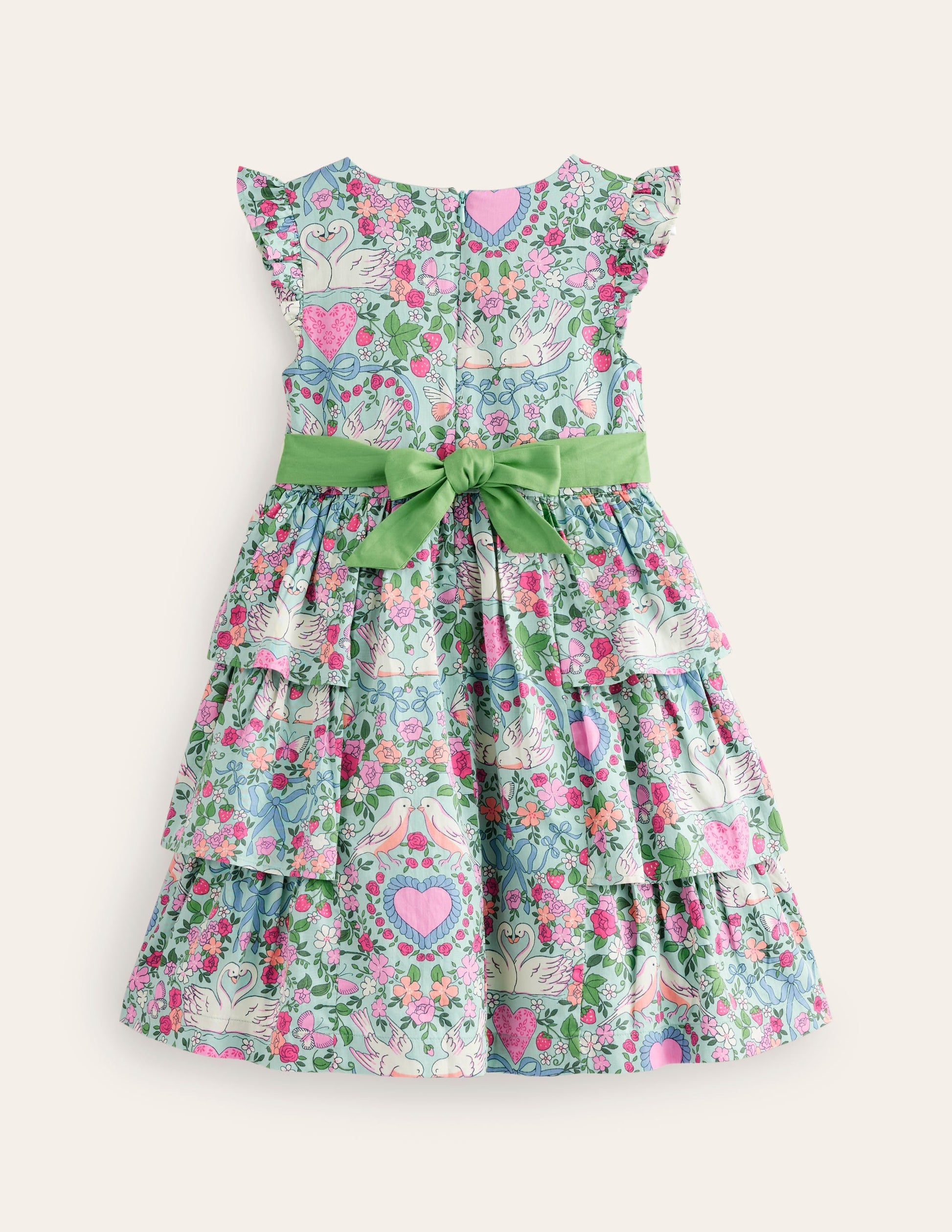 Heritage Party Dress-Green Love Birds-2