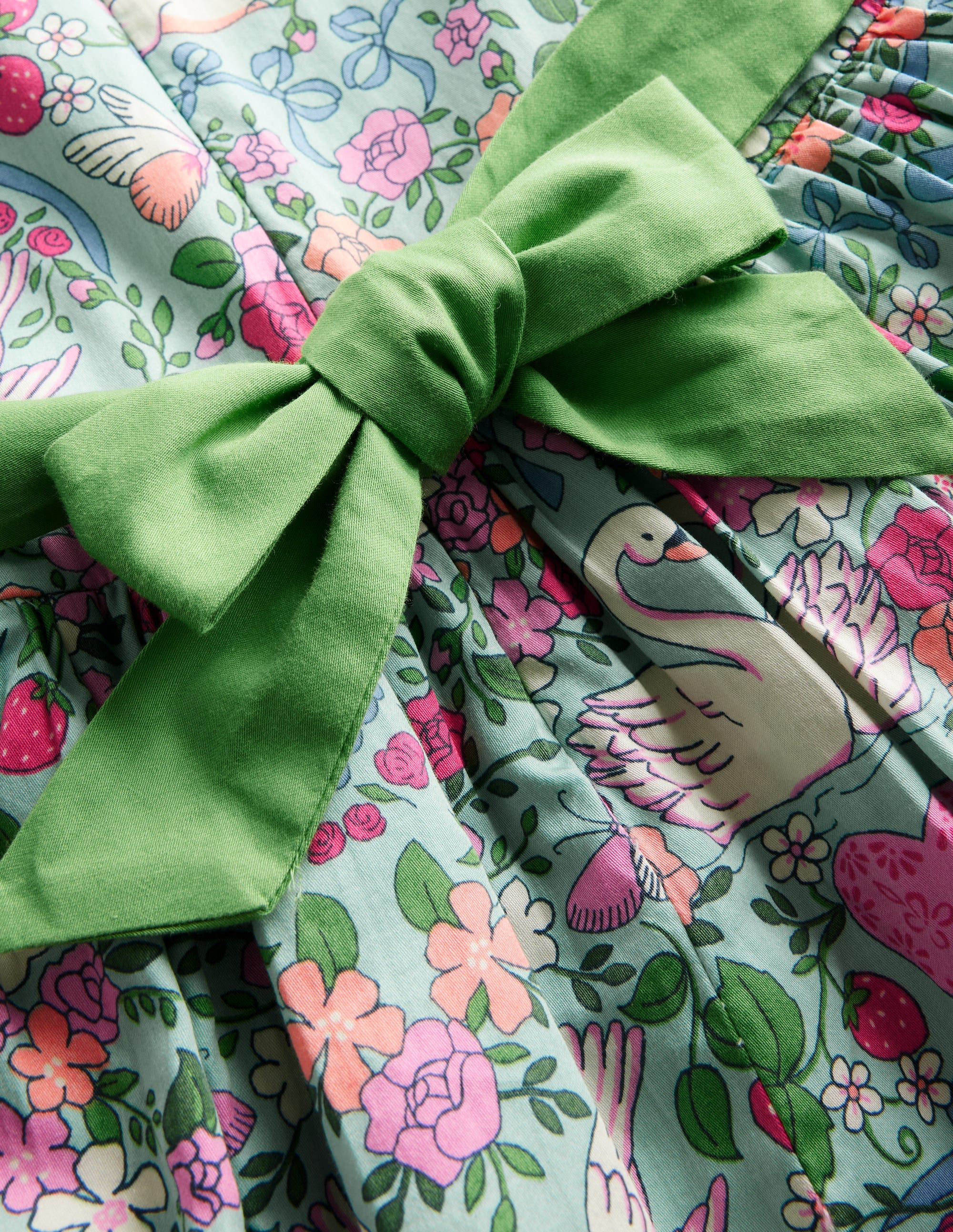 Heritage Party Dress-Green Love Birds - Image 3