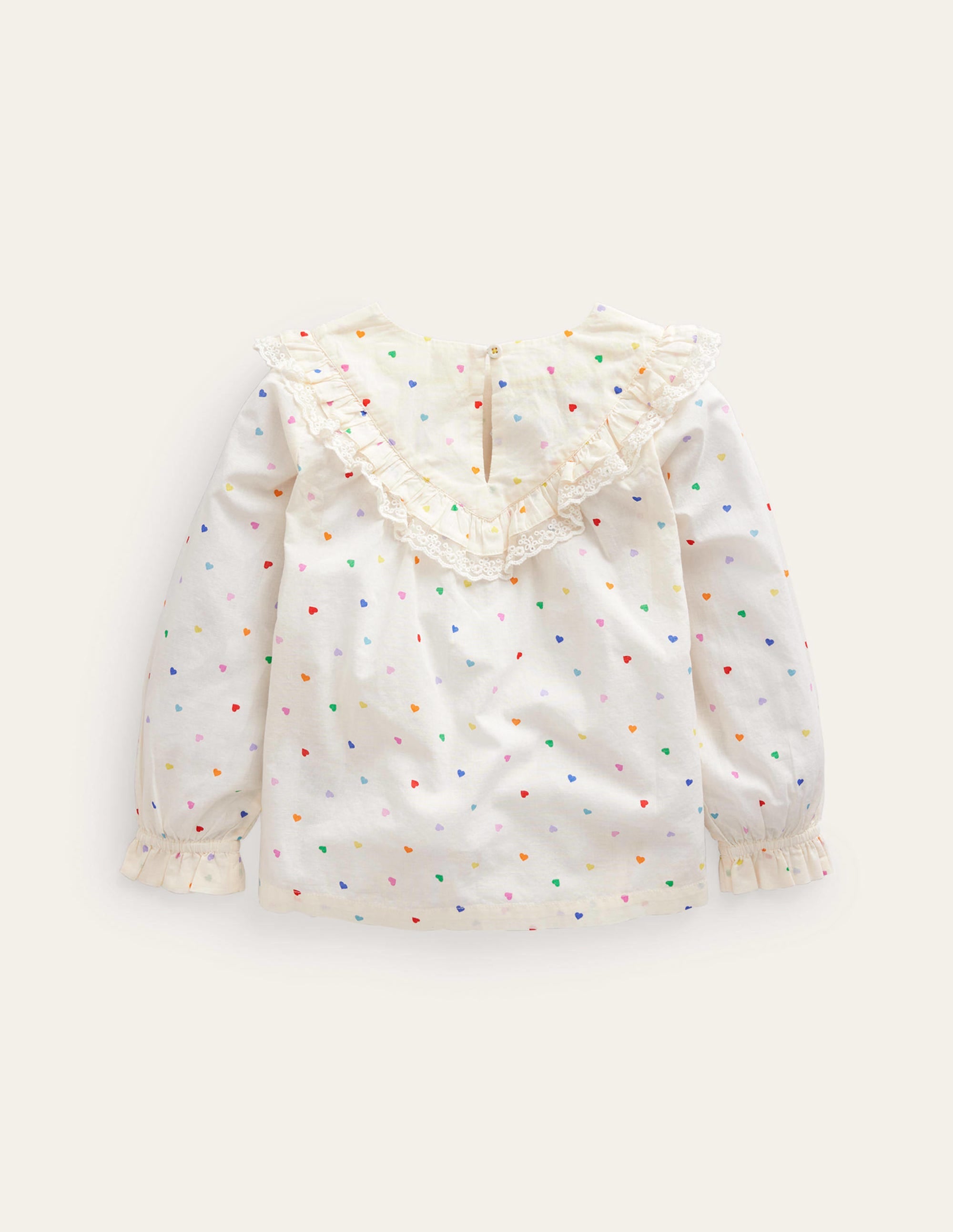 Lace Yoke Woven Top-Multi Confetti Hearts - Image 2