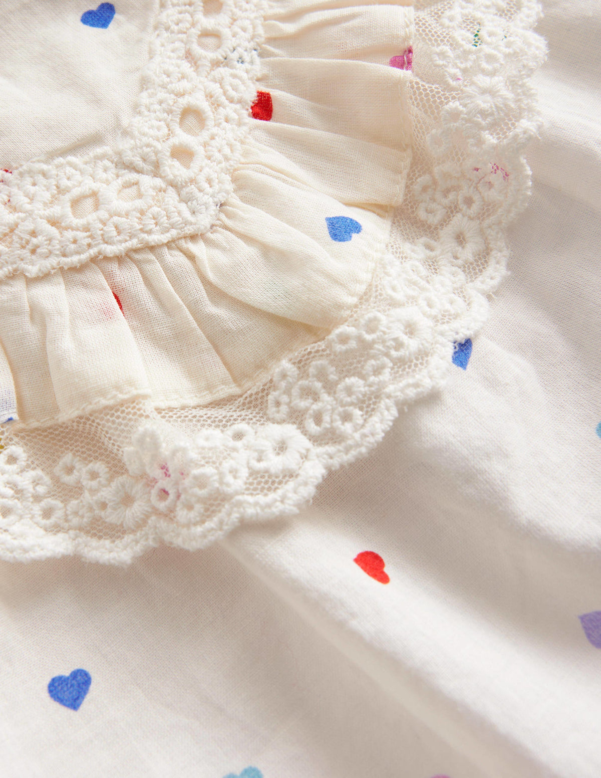 Lace Yoke Woven Top-Multi Confetti Hearts - Image 3