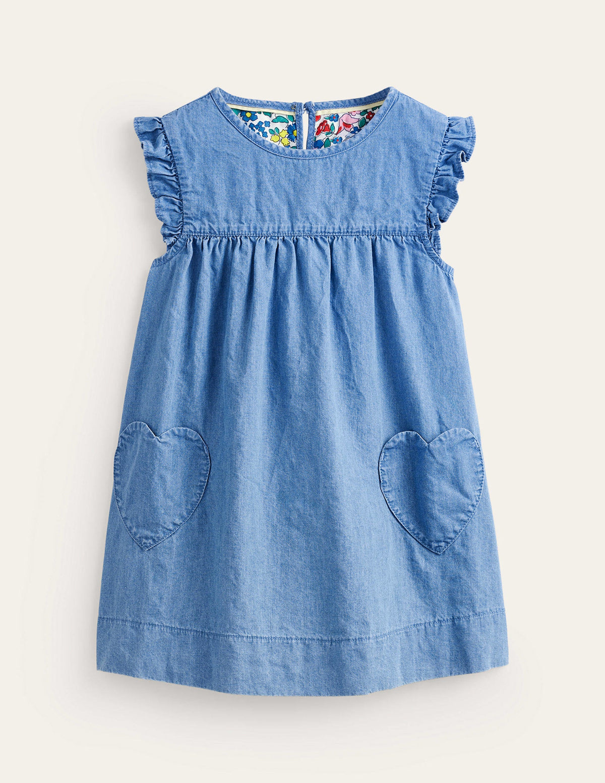 Woven Heart Pocket Tunic-Chambray - Image 1