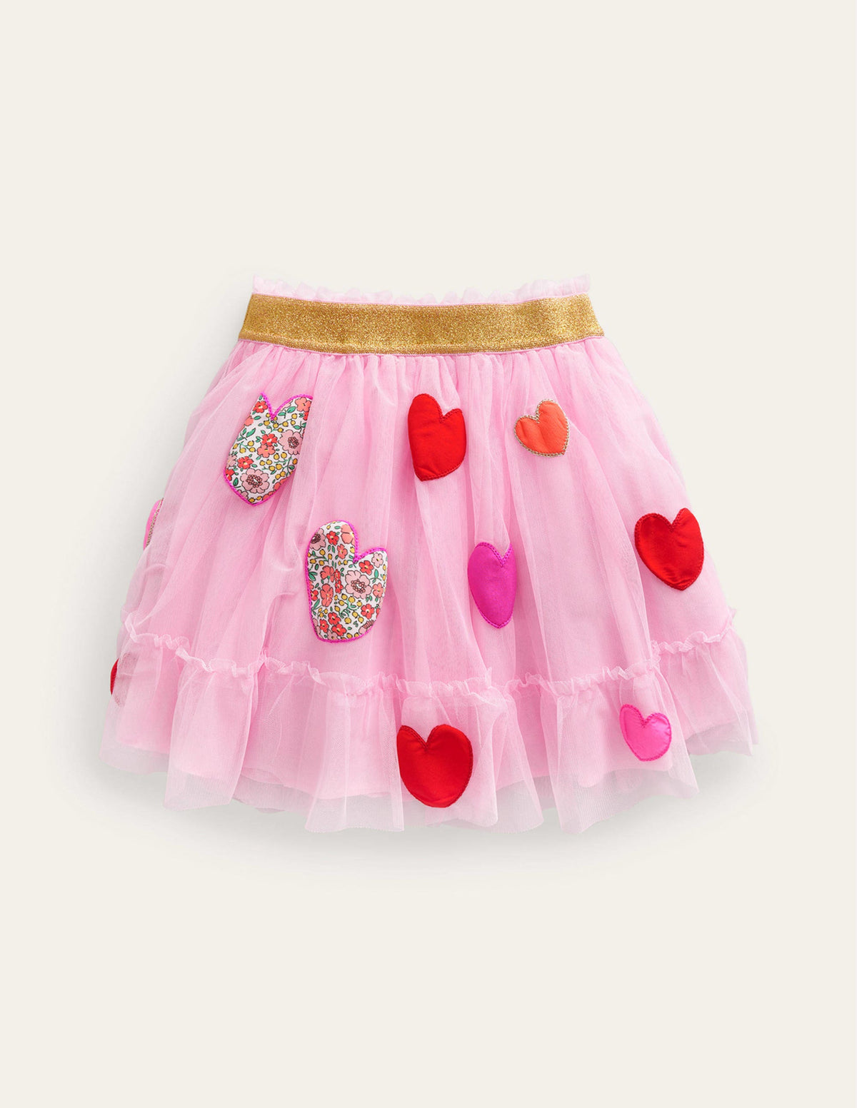 Tulle Appliqué Skirt-Pink Hearts - Image 2
