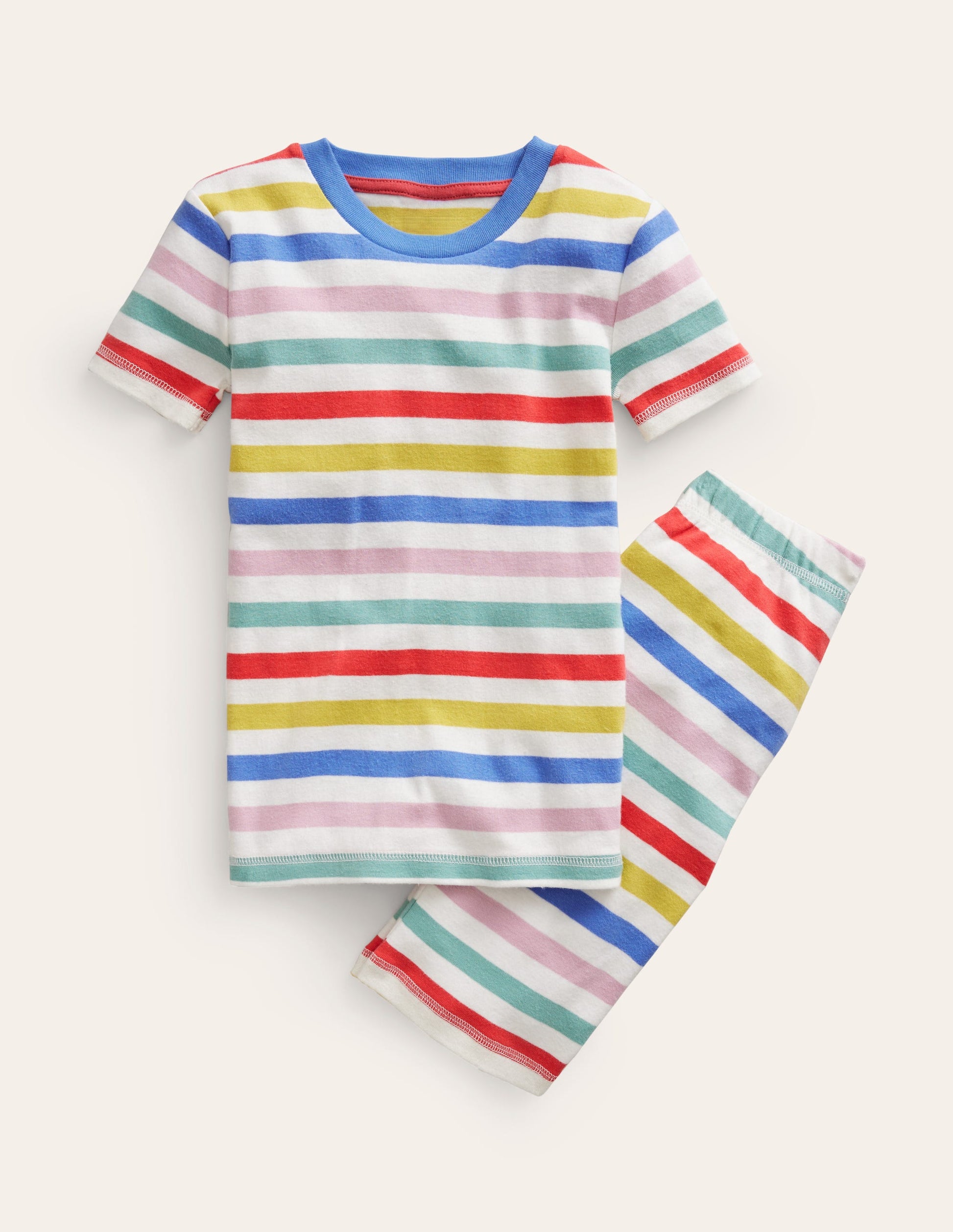 Striped Short John Pyjamas-Jam/Georgian Blue-1