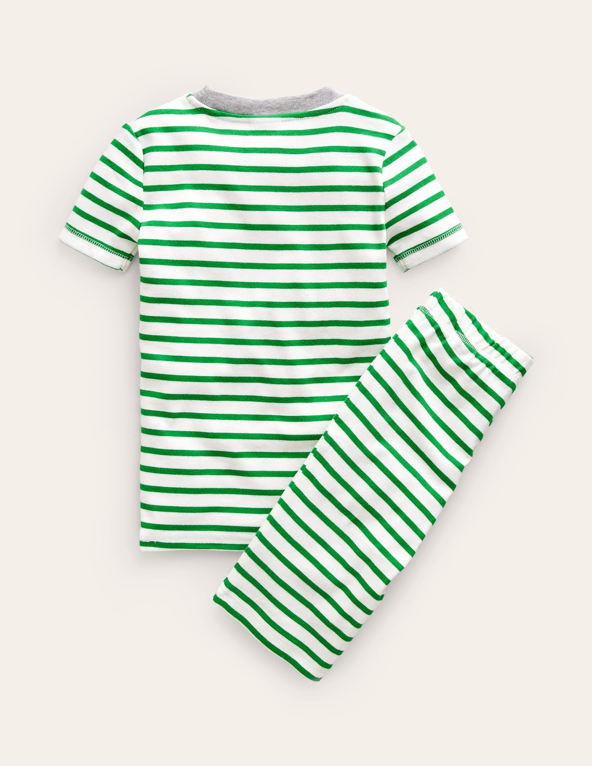 Striped Short John Pyjamas-Ivory/Green Breton - Image 2