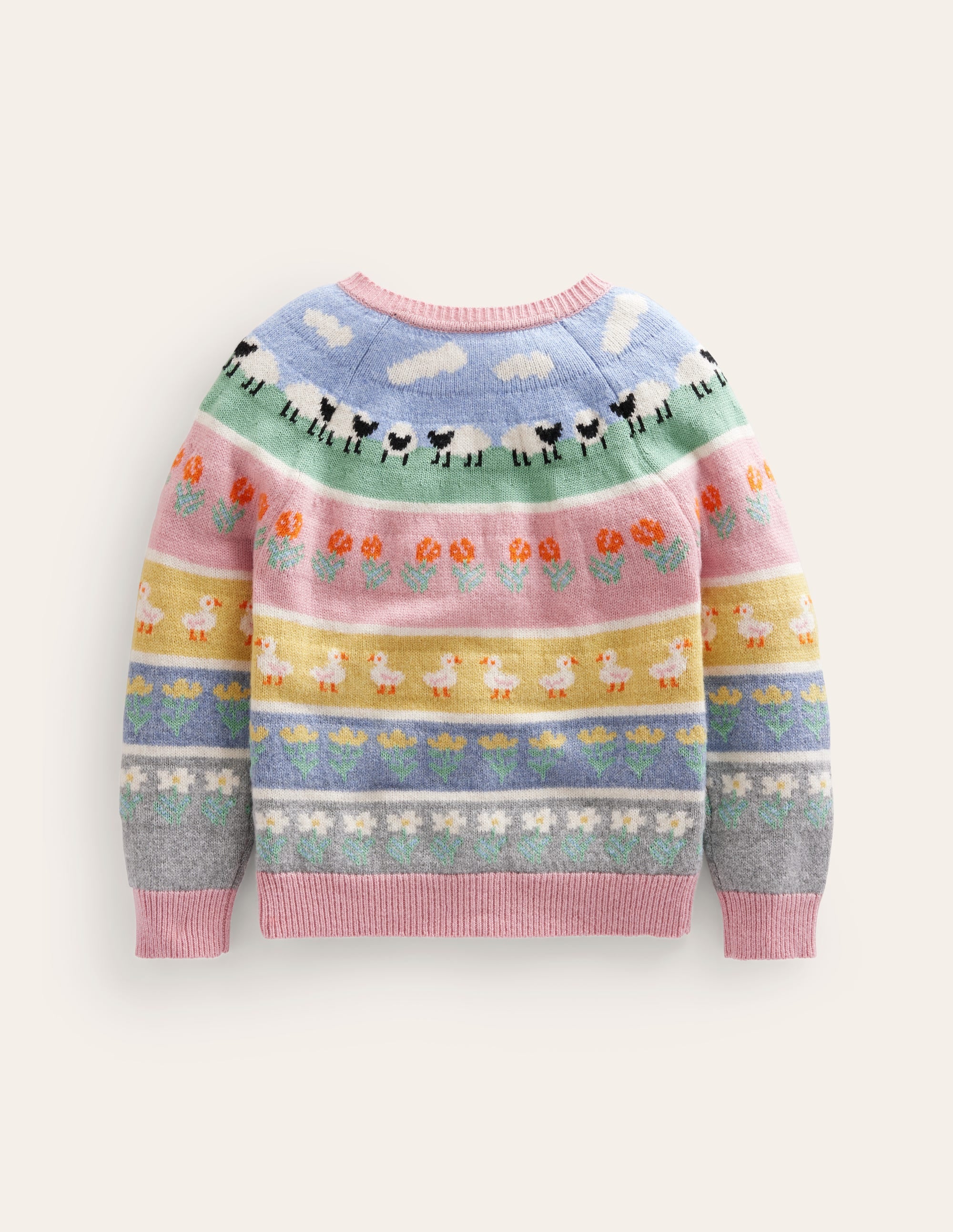 Fair Isle Cardigan-Almond Pink Easter Animals - Image 2