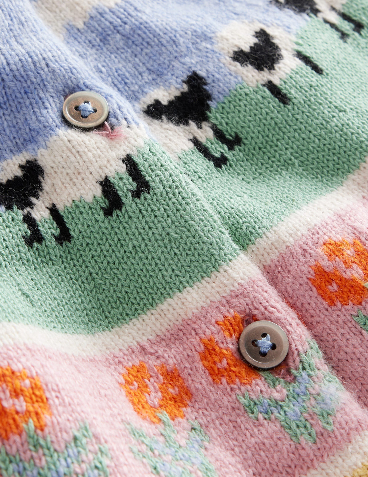 Fair Isle Cardigan-Almond Pink Easter Animals-3