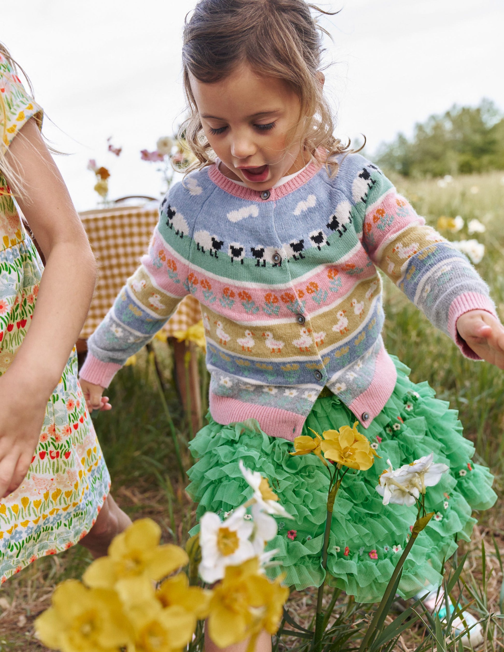 Fair Isle Cardigan-Almond Pink Easter Animals-4