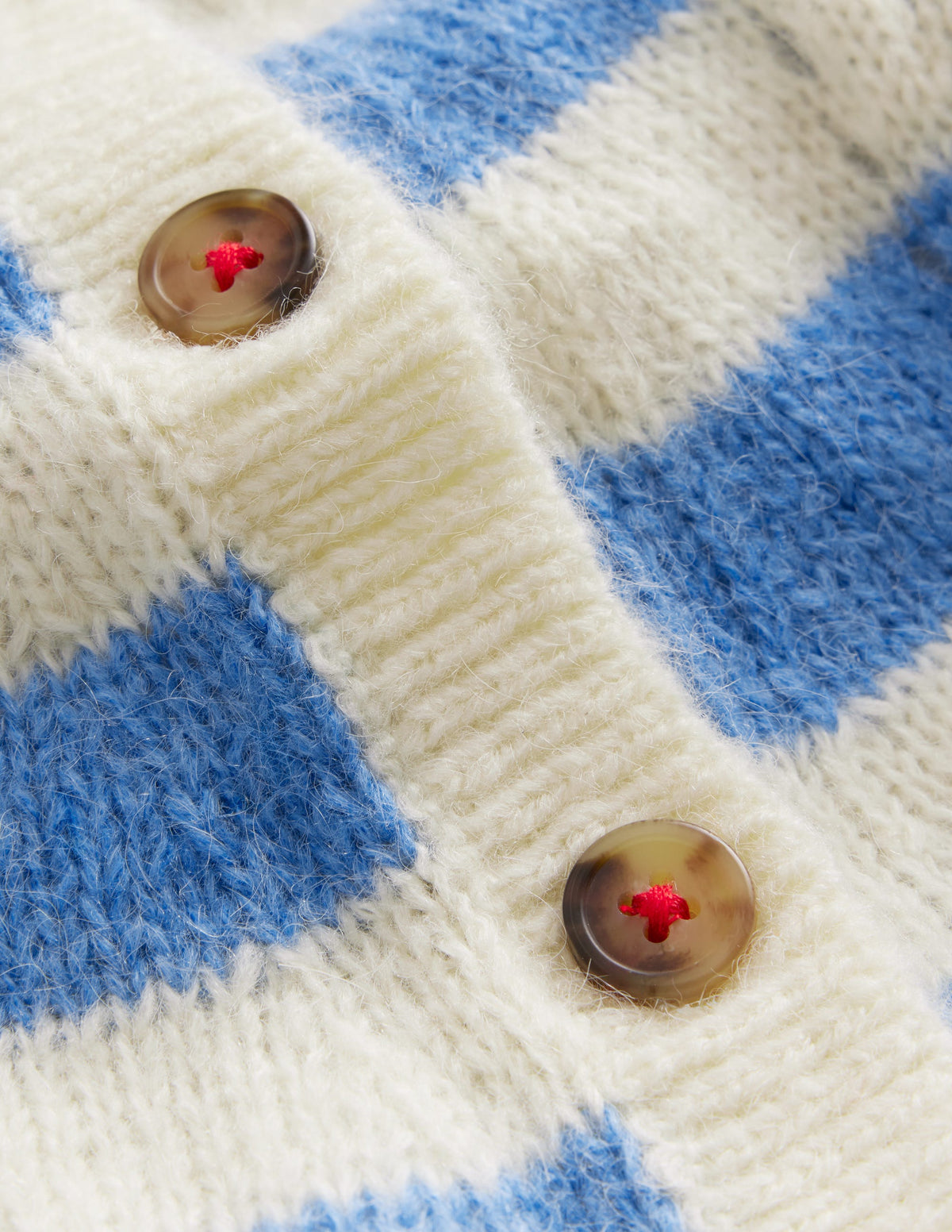 Blouson Wave Cardigan-Blue, Ivory Stripe - Image 3