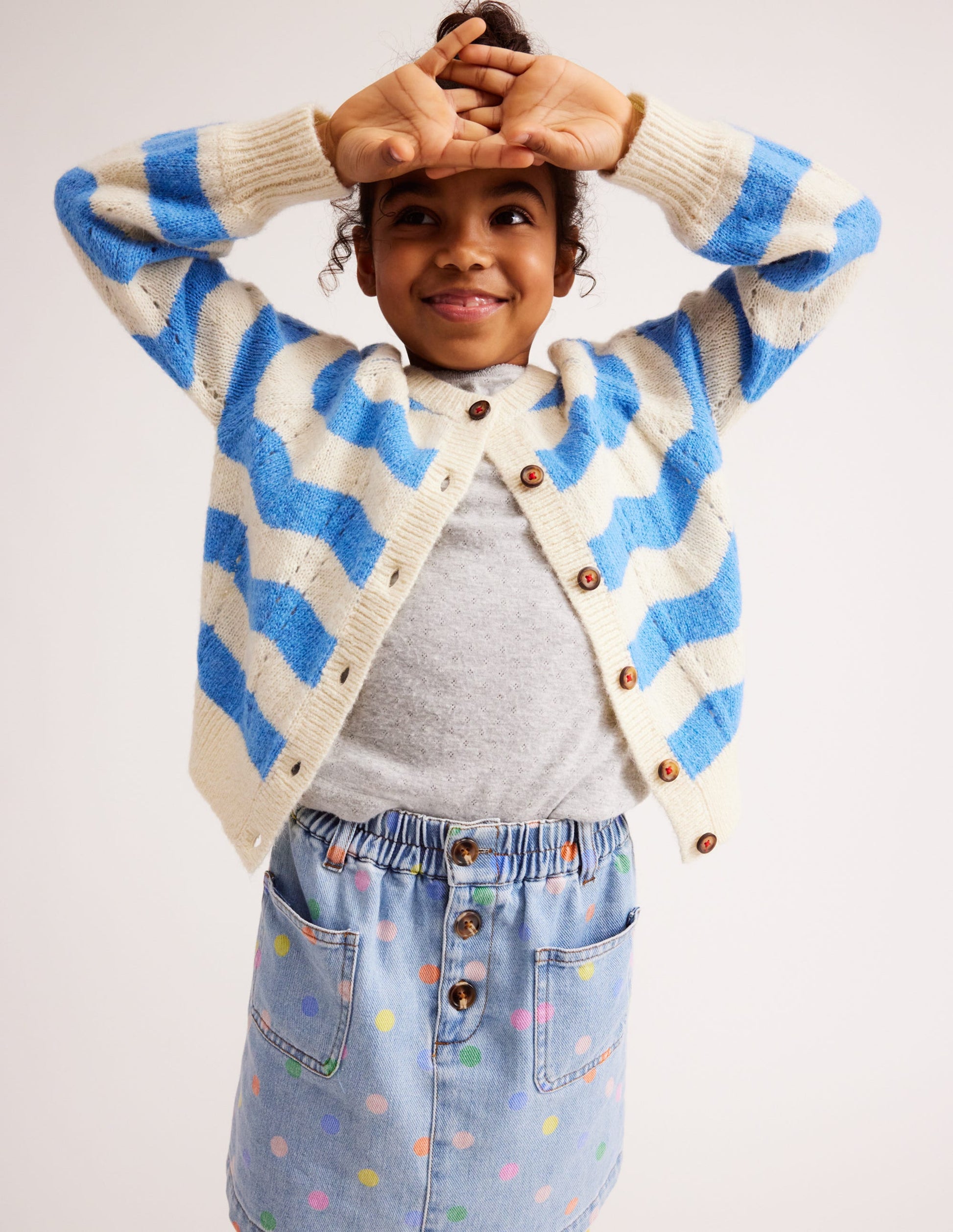 Blouson Wave Cardigan-Blue, Ivory Stripe-4