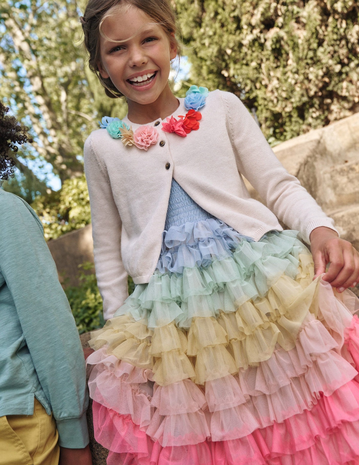Occasion Tulle Flower Cardigan-Ivory - Image 4
