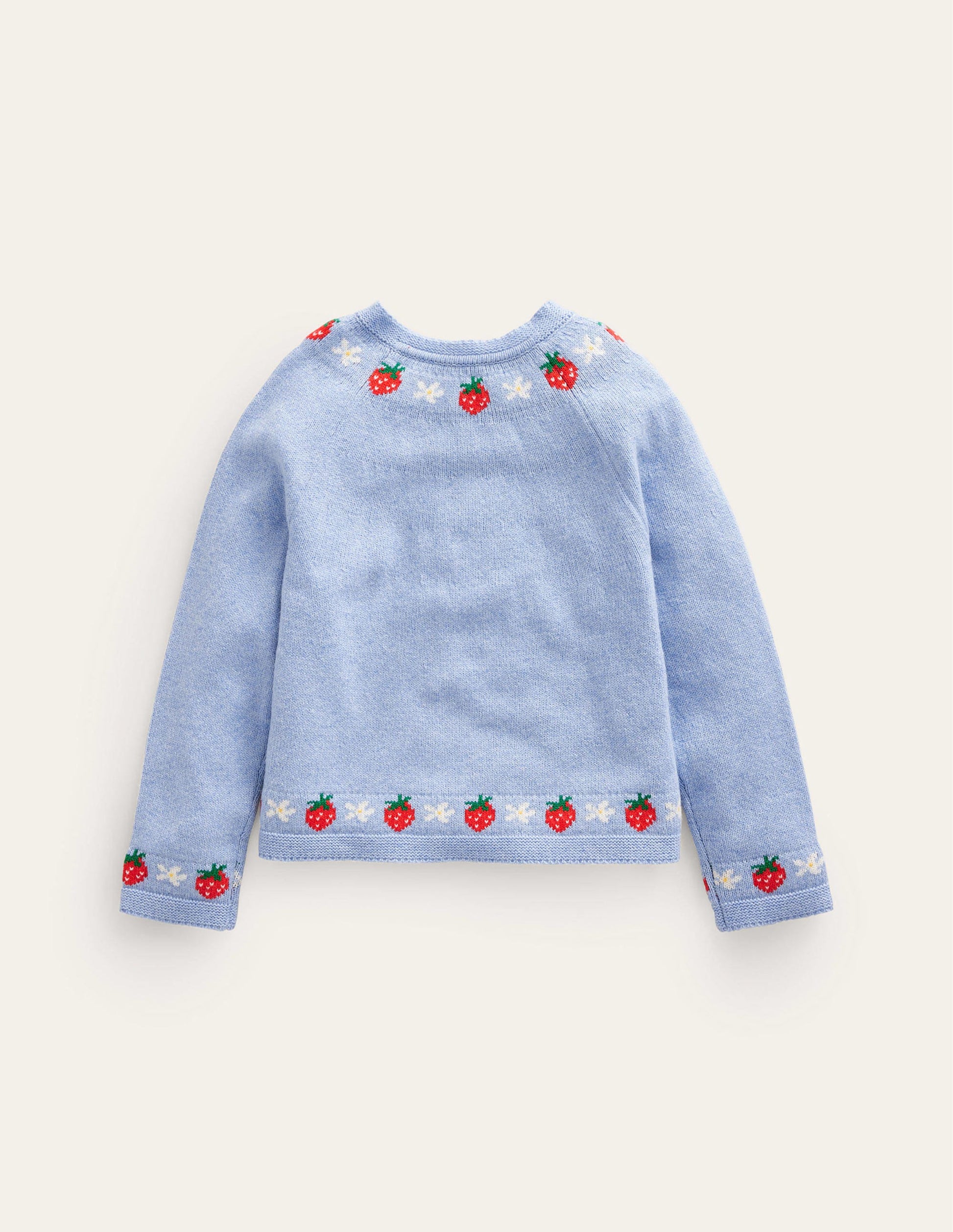 Embroidered Flower Cardigan-Vintage Blue Strawberries-2